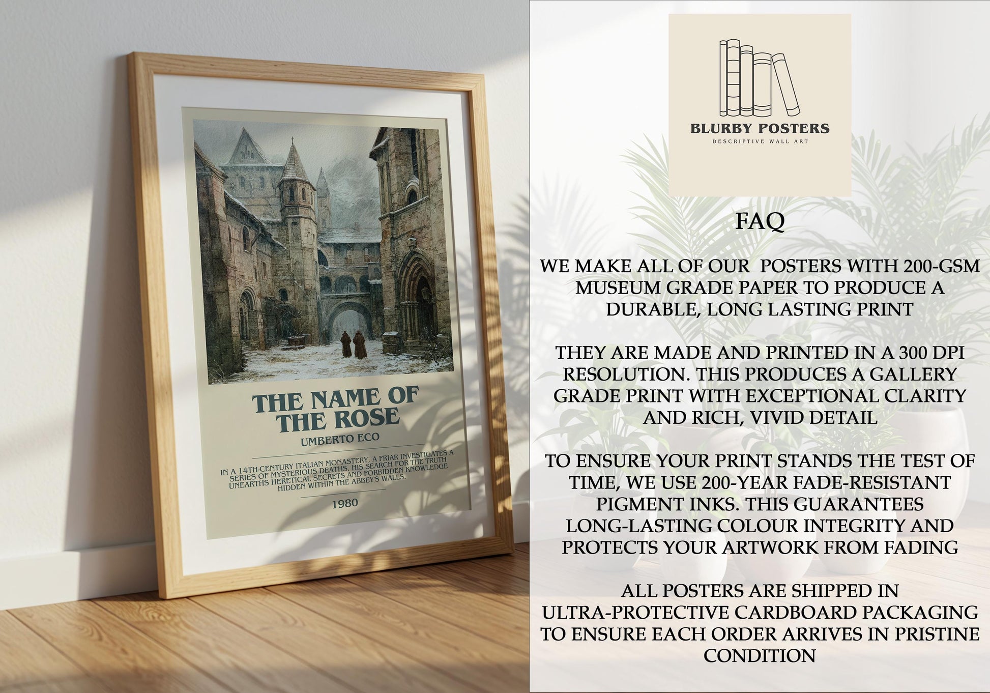 The Name Of The Rose by Umberto Eco | Descriptive Book Poster | Modern