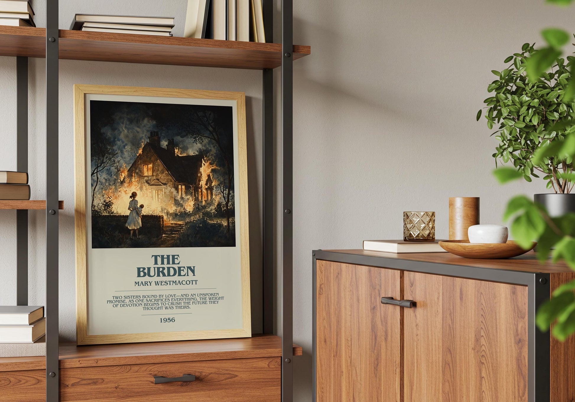 The Burden by Mary Westmacott Descriptive Poster Print. Free Delivery Wall Art Author & Blurb Book Artwork Novel