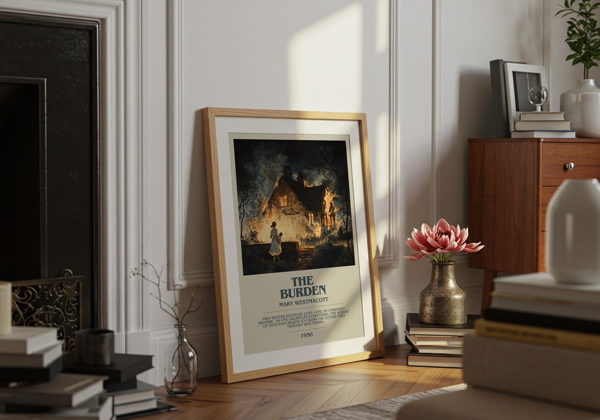 The Burden by Mary Westmacott Descriptive Poster Print. Free Delivery Wall Art Author & Blurb Book Artwork Novel