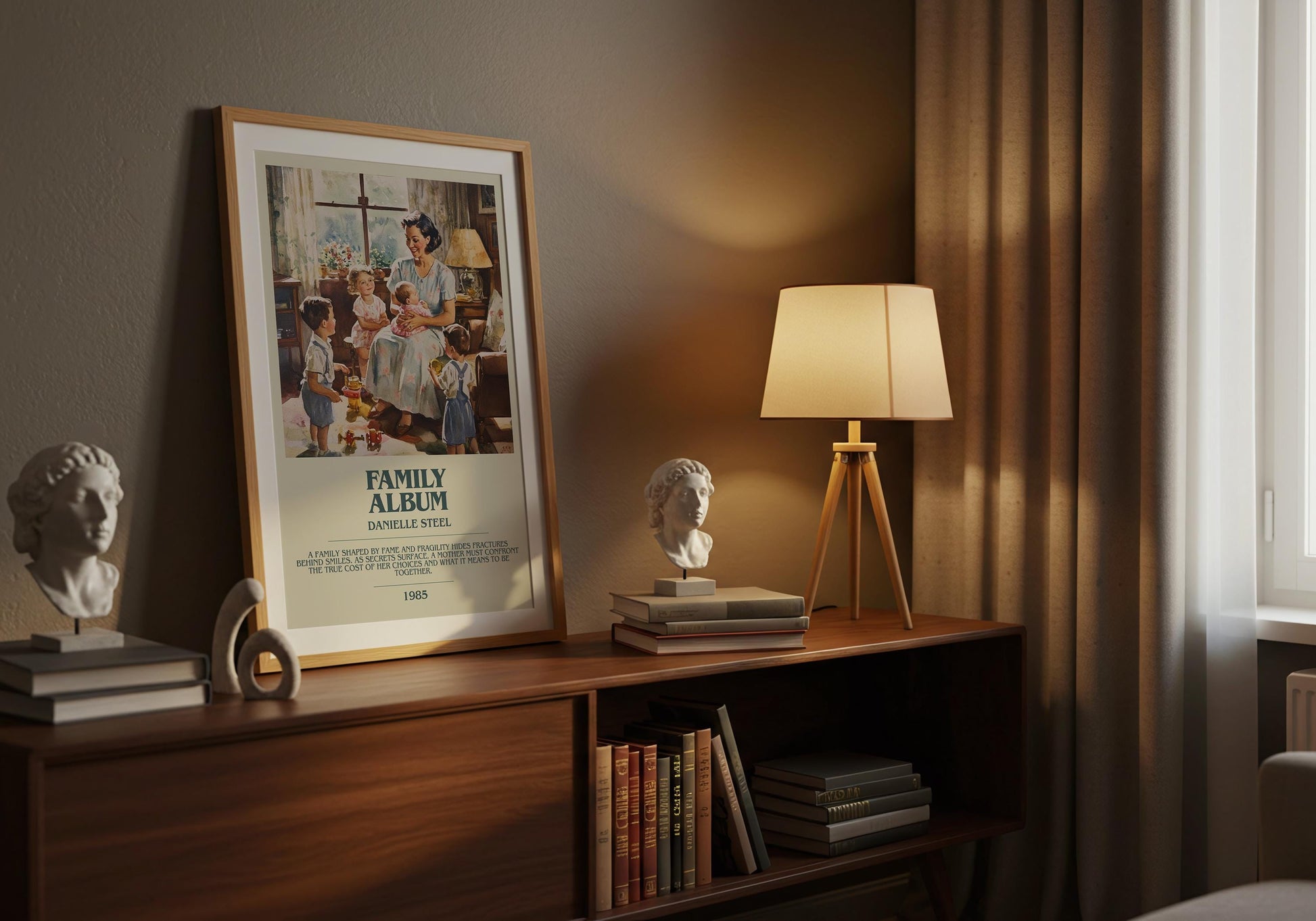 Family Album by Danielle Steel Descriptive Poster Print. Free Delivery Wall Art Author & Blurb Book Artwork Novel