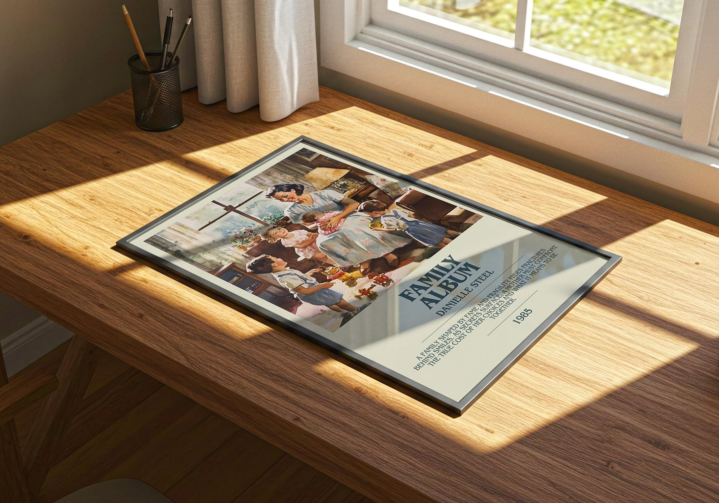 Family Album by Danielle Steel Descriptive Poster Print. Free Delivery Wall Art Author & Blurb Book Artwork Novel