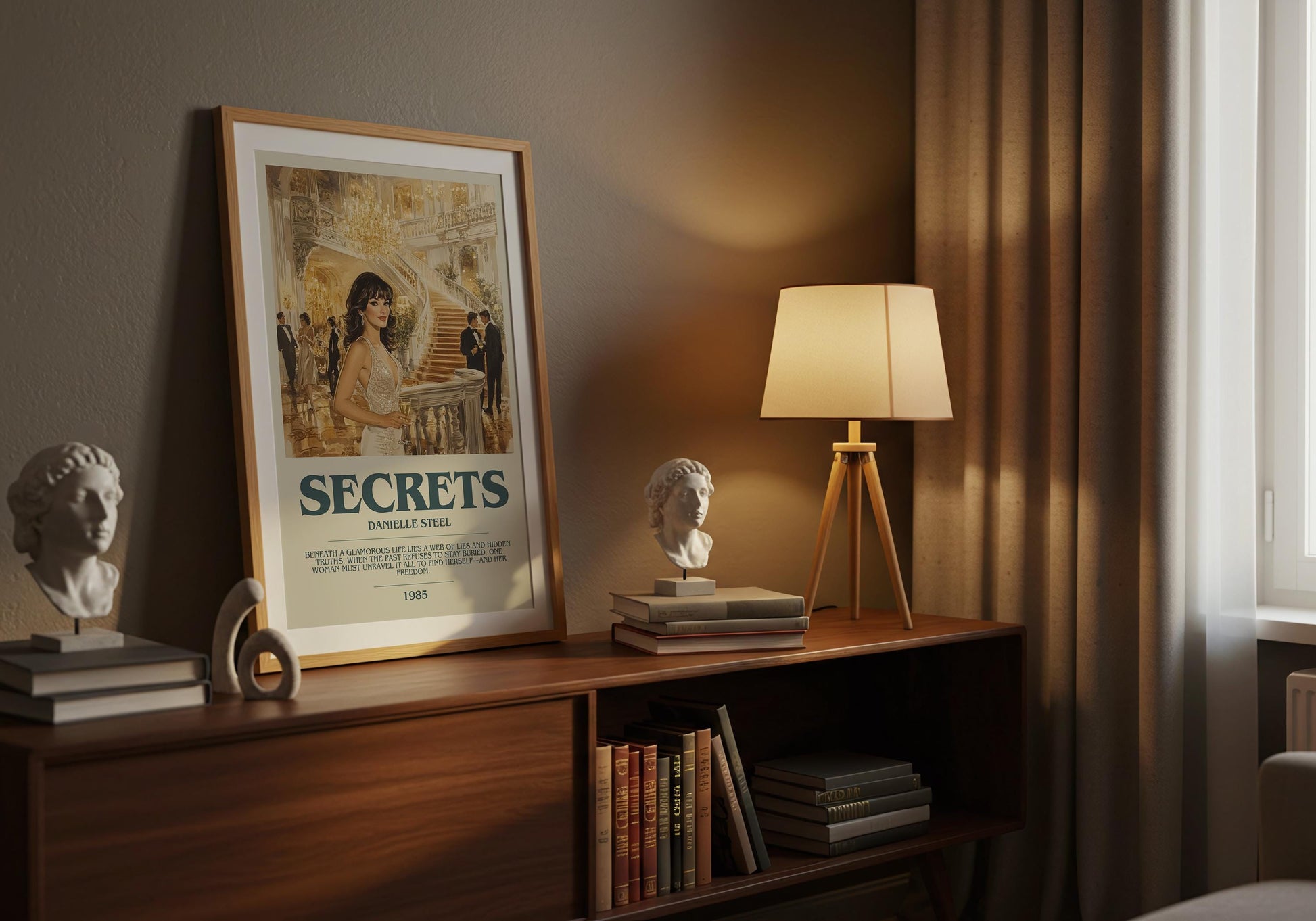 Secrets by Danielle Steel Descriptive Poster Print. Free Delivery Wall Art Author & Blurb Book Artwork Novel