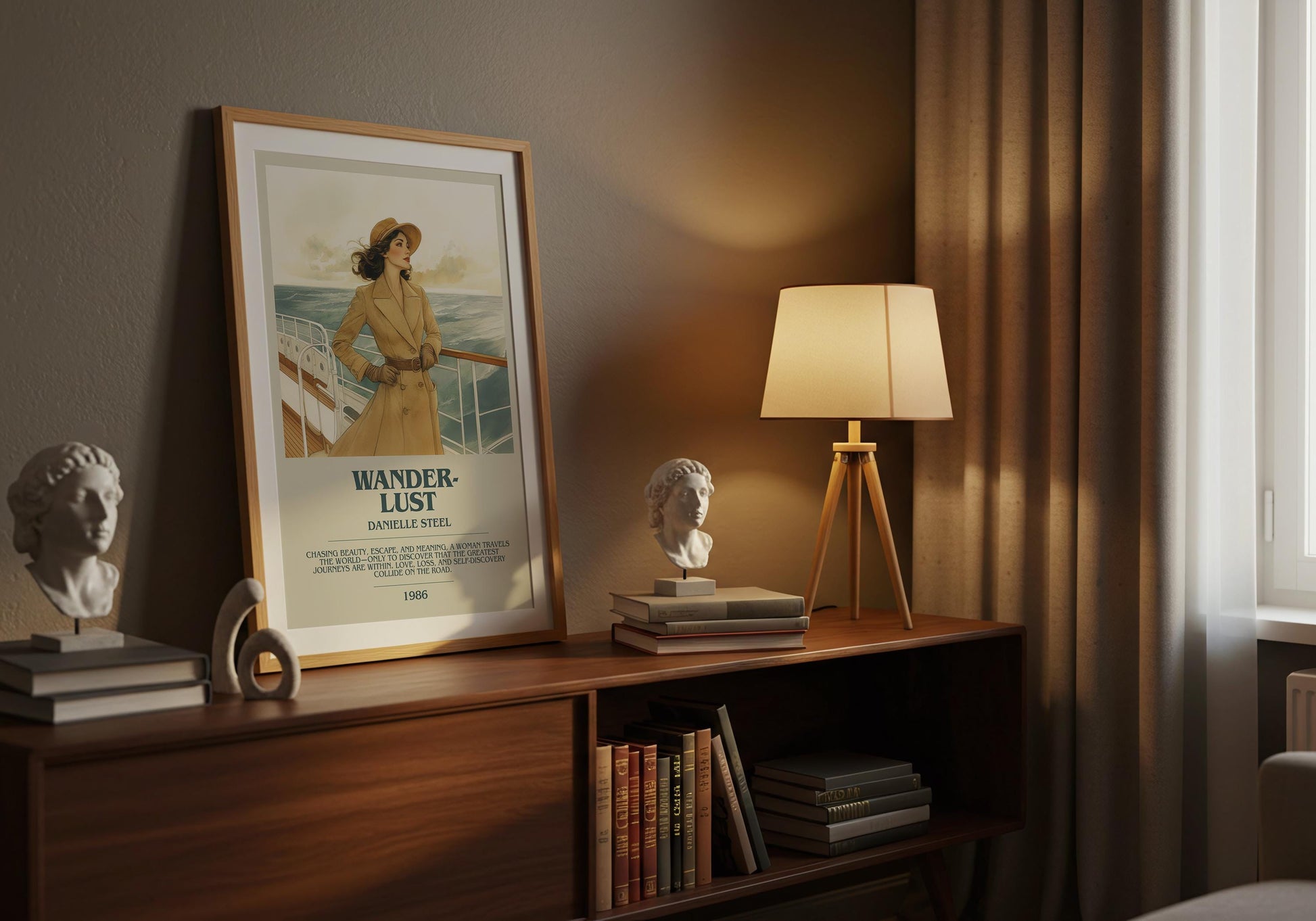 Wanderlust by Danielle Steel Descriptive Poster Print. Free Delivery Wall Art Author & Blurb Book Artwork Novel