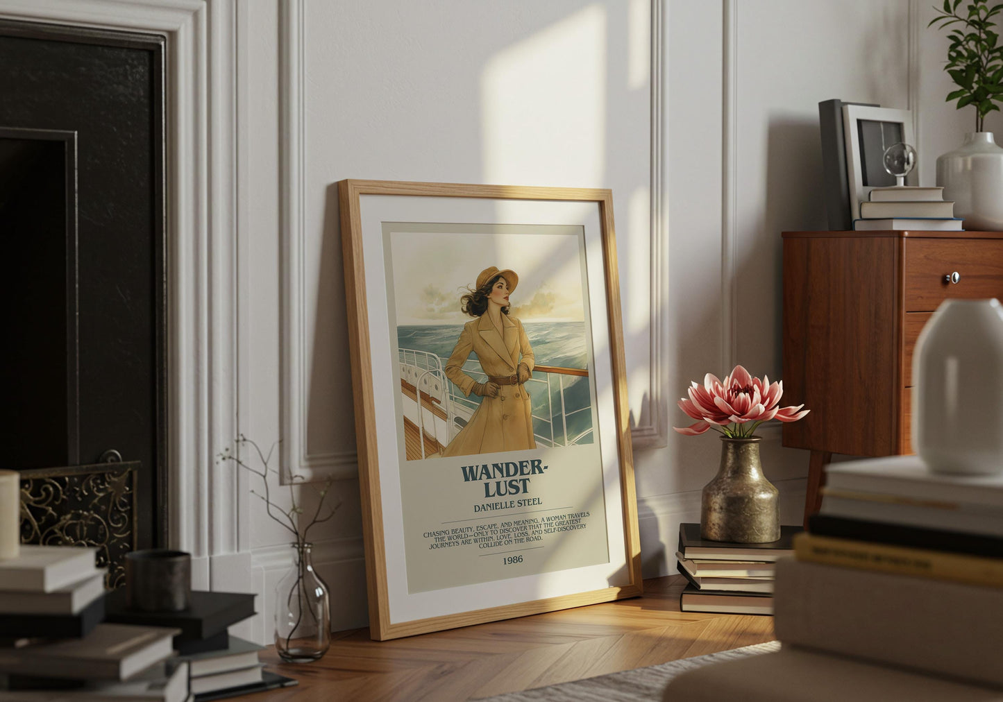 Wanderlust by Danielle Steel Descriptive Poster Print. Free Delivery Wall Art Author & Blurb Book Artwork Novel