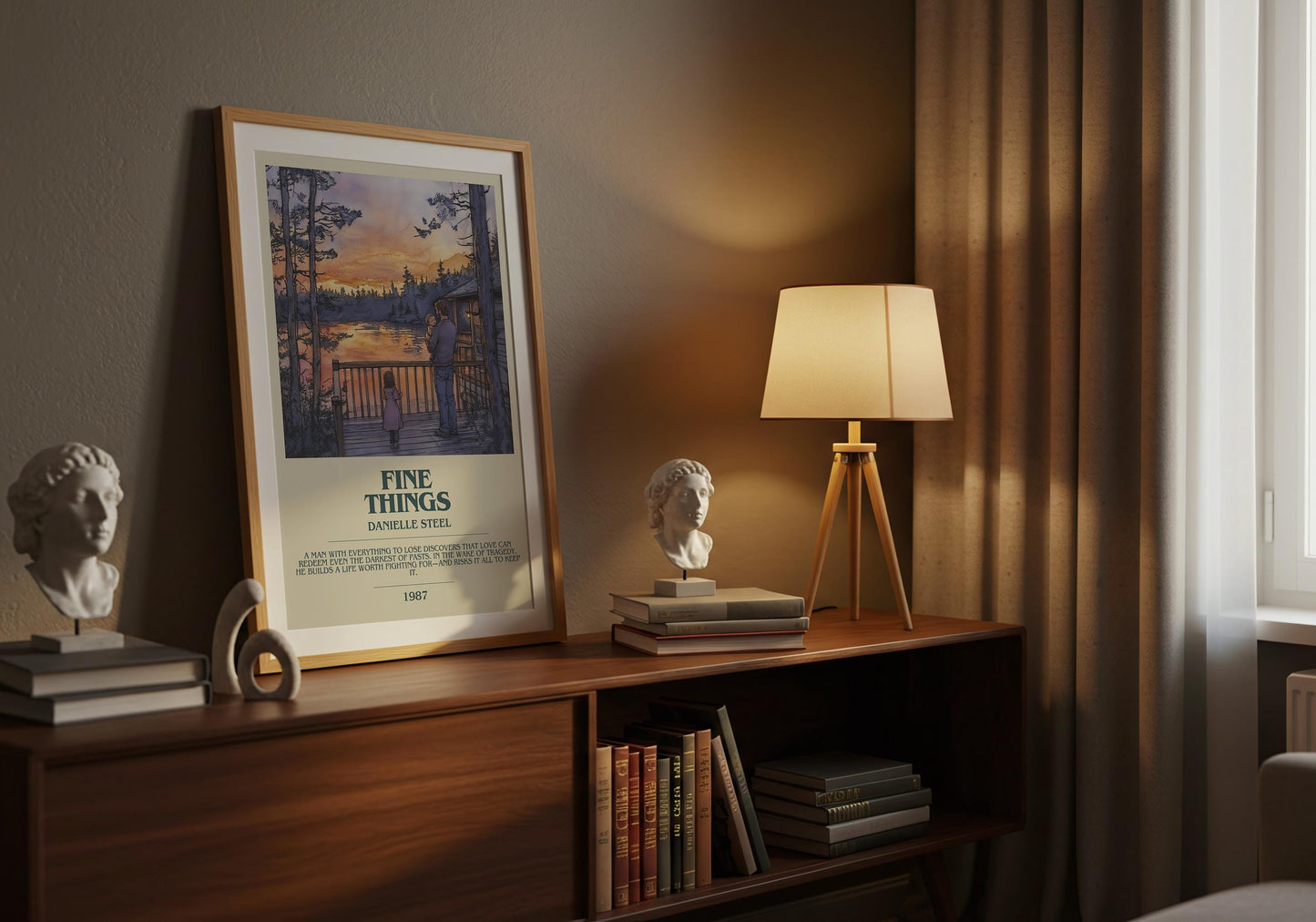 Fine Things by Danielle Steel Descriptive Poster Print. Free Delivery Wall Art Author & Blurb Book Artwork Novel