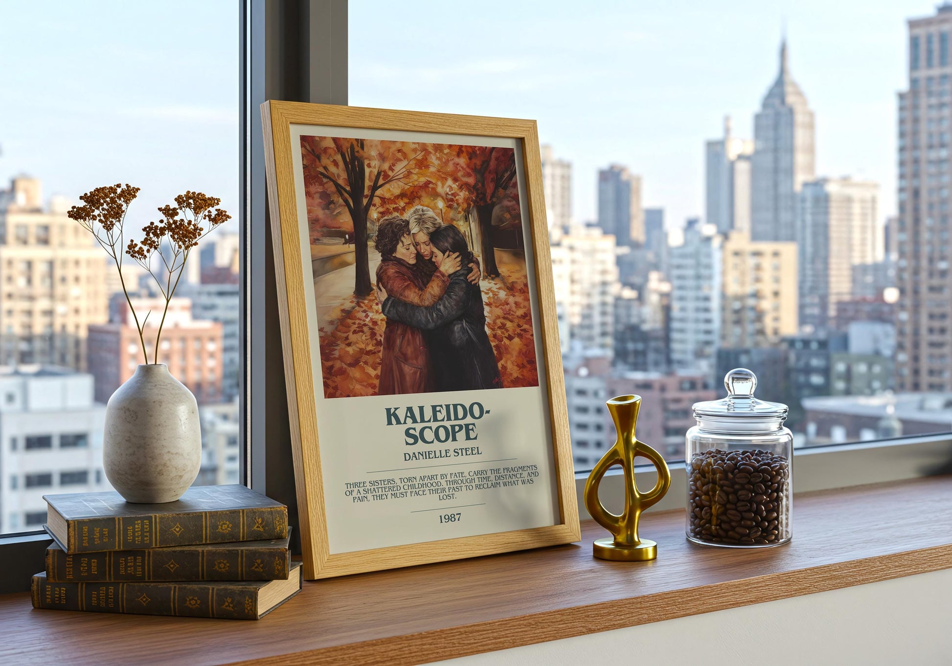 Kaleidoscope by Danielle Steel Descriptive Poster Print. Free Delivery Wall Art Author & Blurb Book Artwork Novel