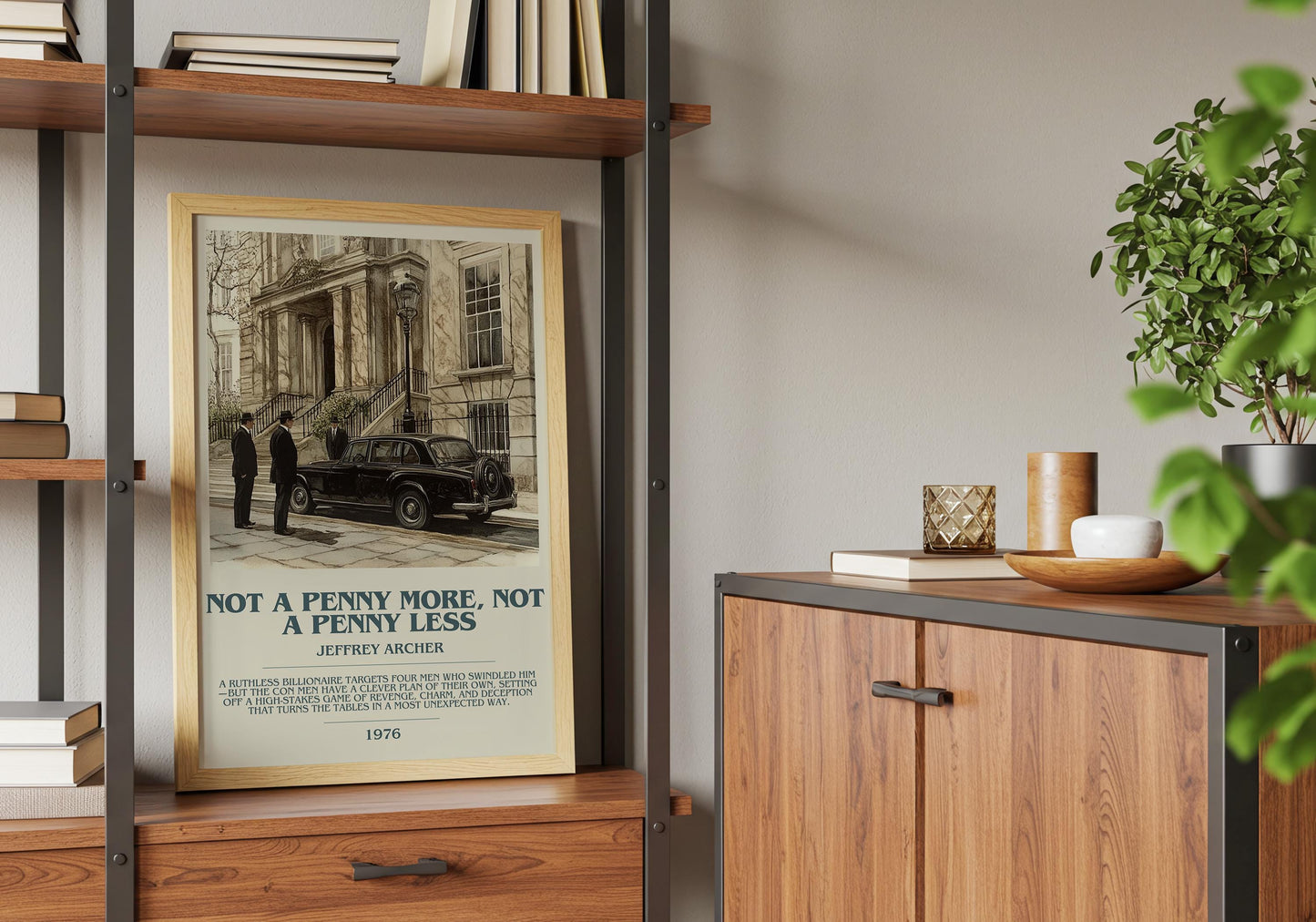 Not A Penny More, Not A Penny Less by Jeffrey Archer Descriptive Poster Print. Free Delivery Wall Art Author & Blurb Book Artwork Novel