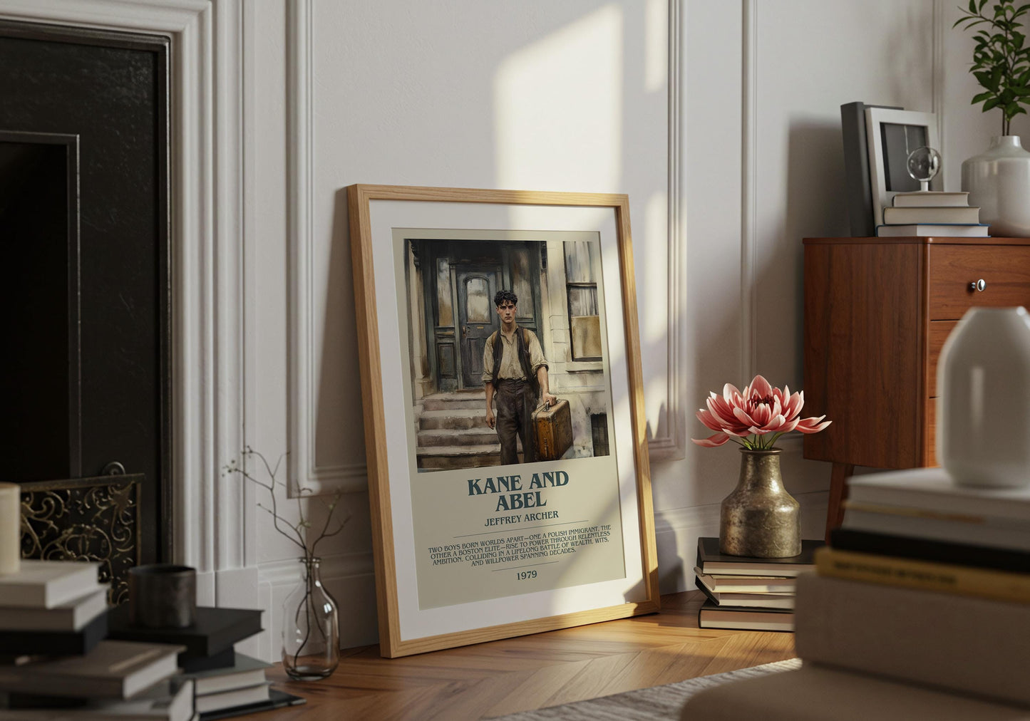 Kane and Abel by Jeffrey Archer Descriptive Poster Print. Free Delivery Wall Art Author & Blurb Book Artwork Novel