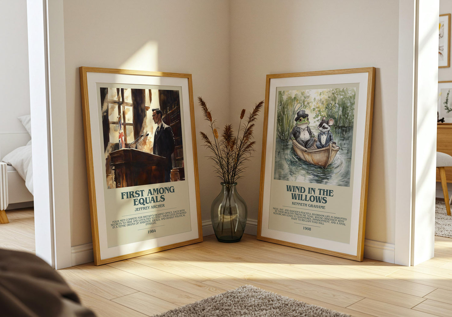 First Among Equals by Jeffrey Archer Descriptive Poster Print. Free Delivery Wall Art Author & Blurb Book Artwork Novel