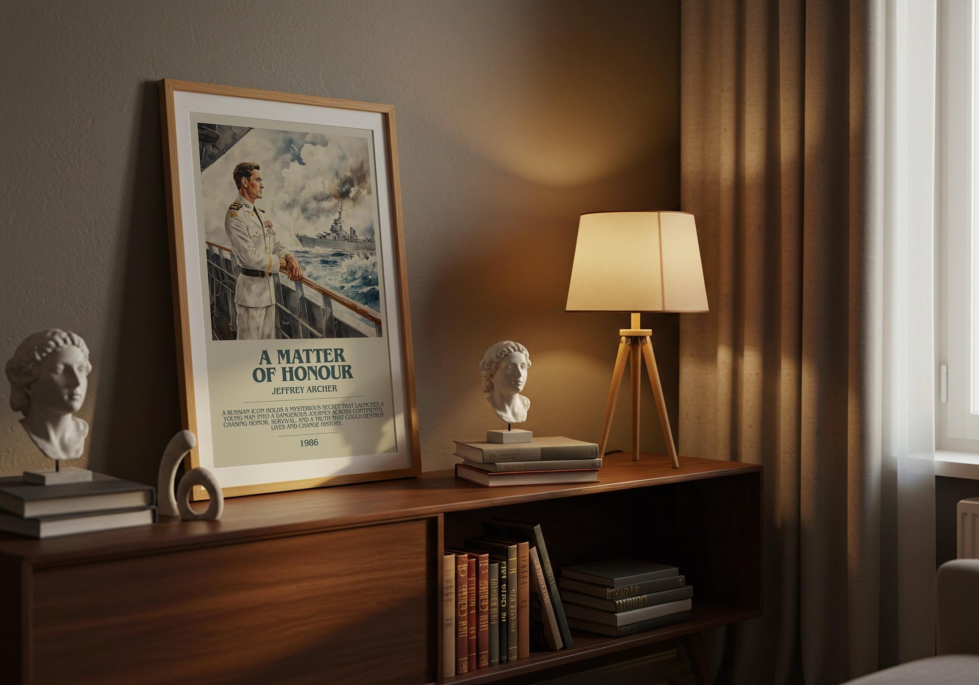 A Matter Of Honour by Jeffrey Archer Descriptive Poster Print. Free Delivery Wall Art Author & Blurb Book Artwork Novel