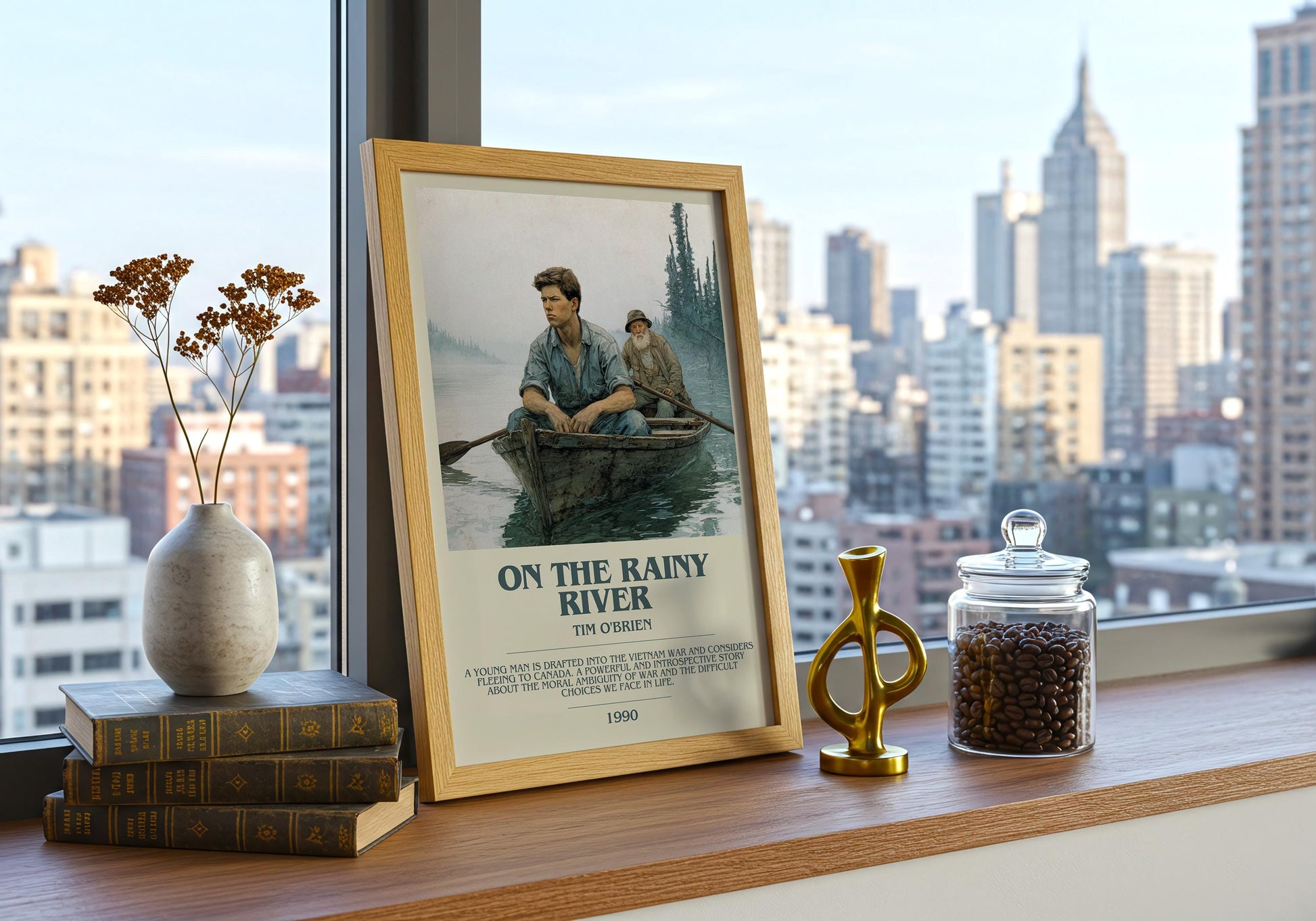 On The Rainy River by Tim O'Brien | Descriptive Book Poster | Modern