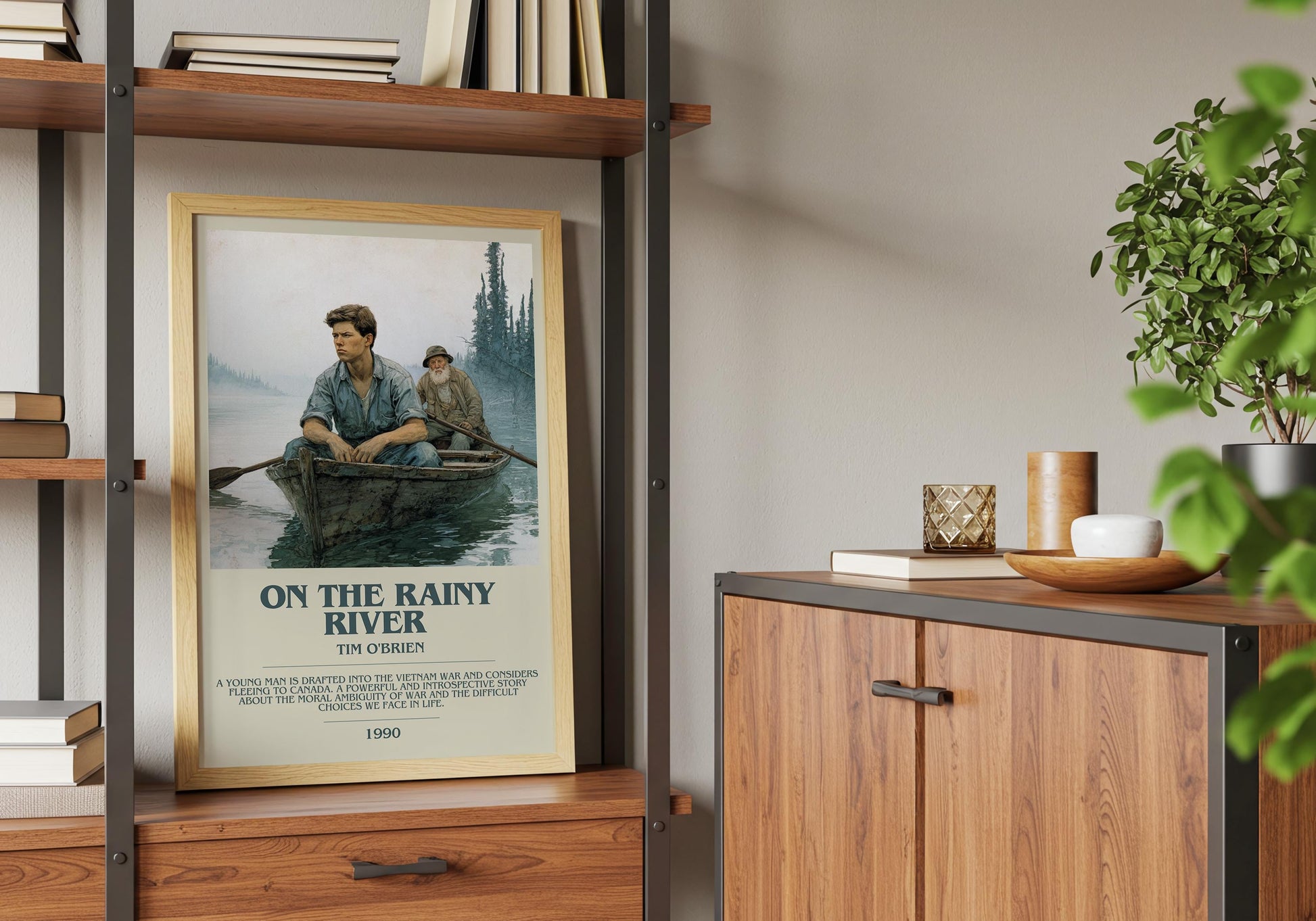 On The Rainy River by Tim O'Brien | Descriptive Book Poster | Modern