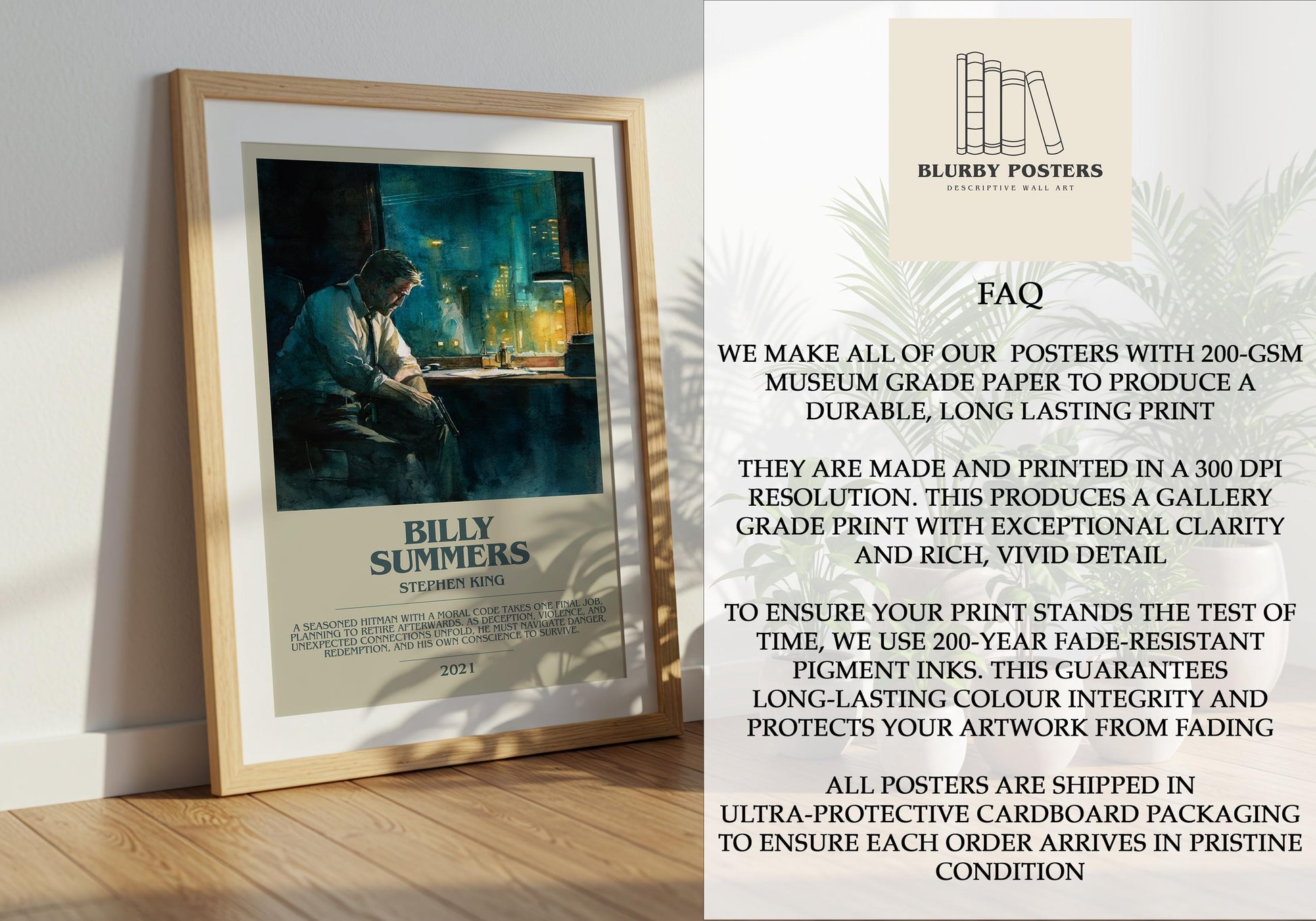 Billy Summers by Stephen King | Descriptive Book Poster | Modern