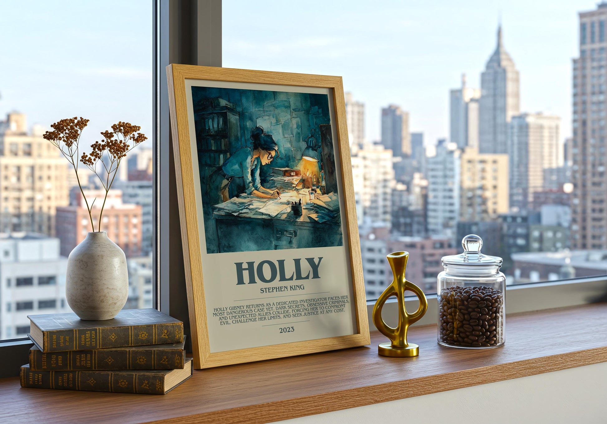 Holly by Stephen King | Descriptive Book Poster | Modern