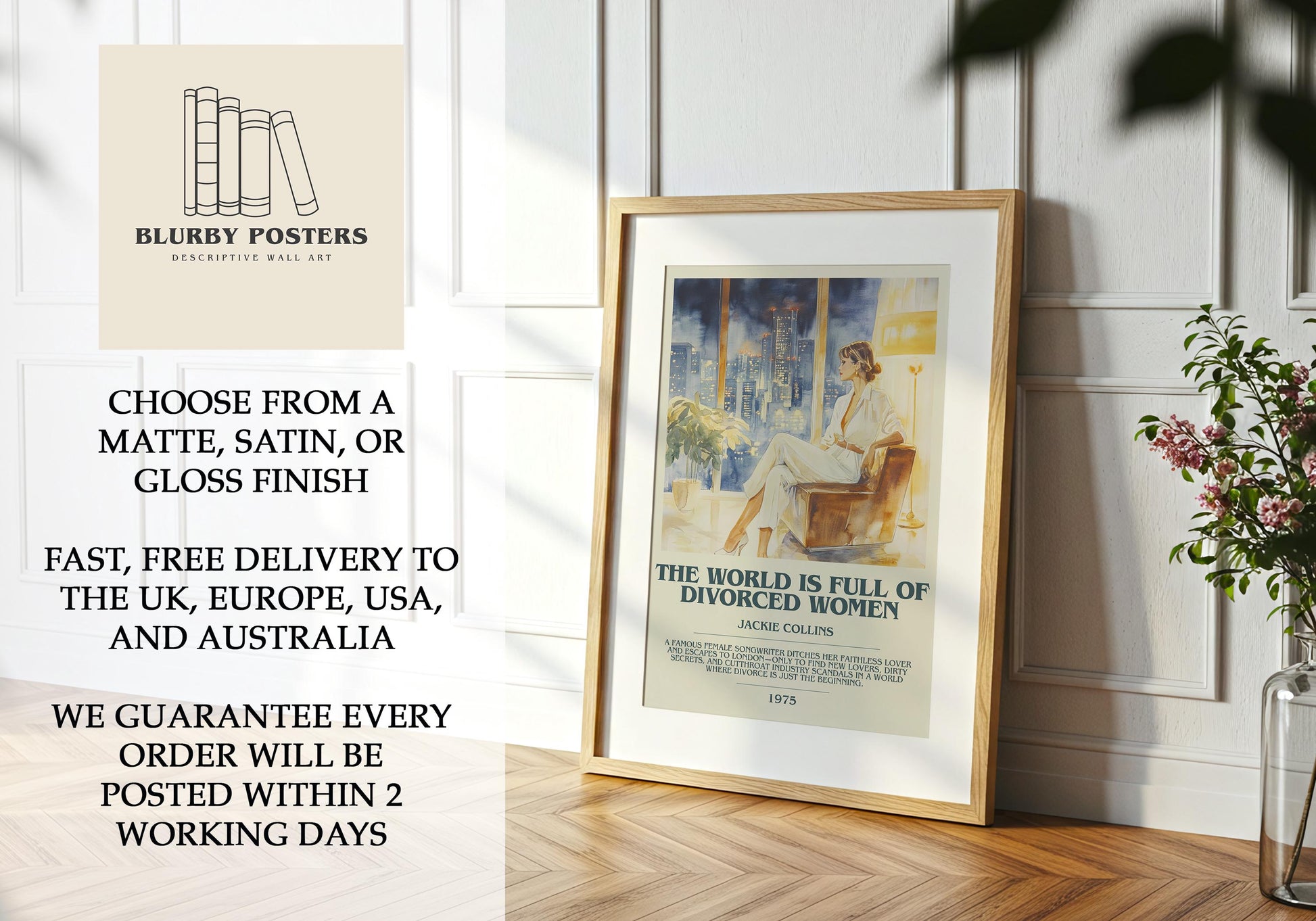 The World Is Full Of Divorced Women by Jackie Collins | Descriptive Book Poster | Modern