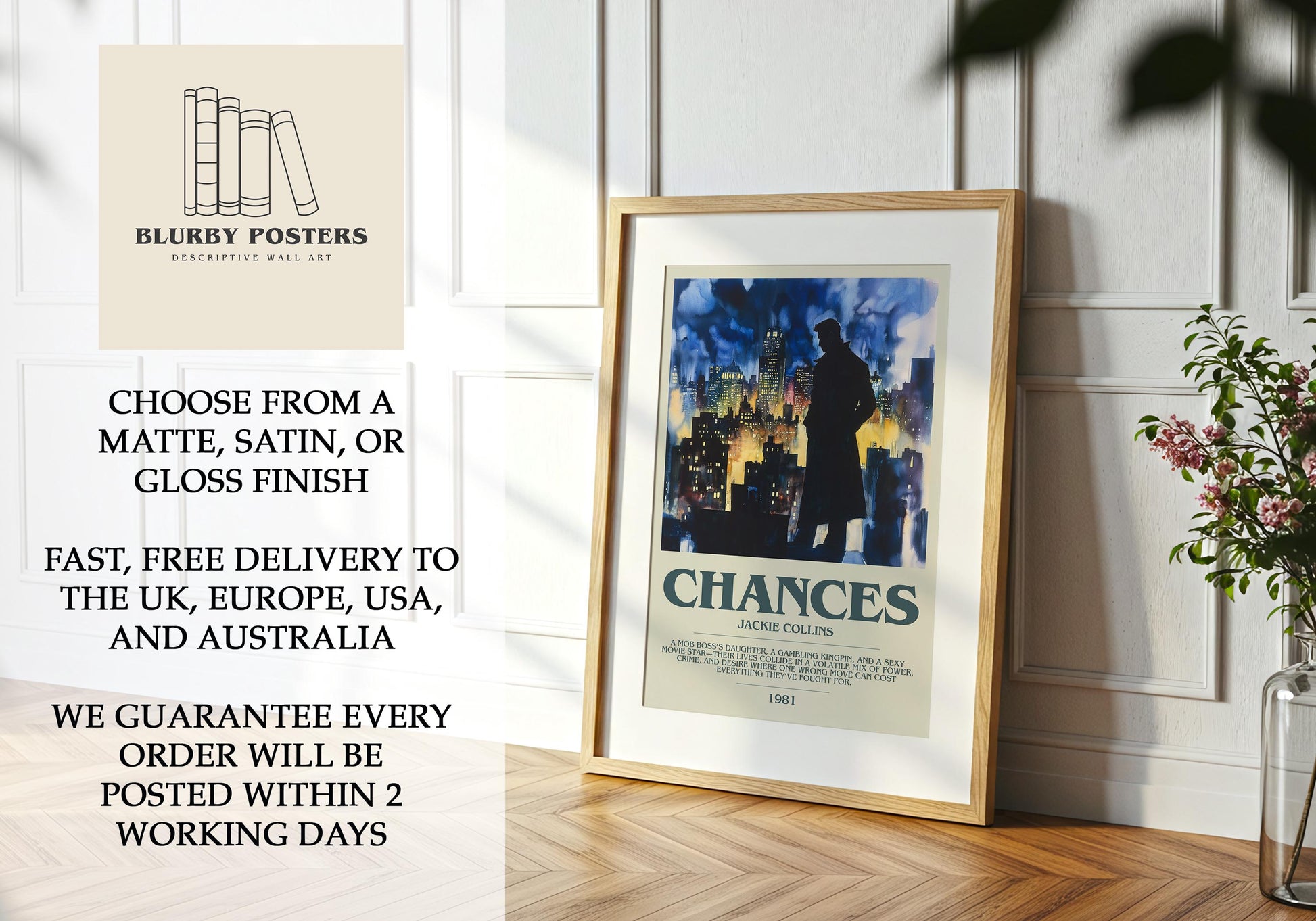 Chances by Jackie Collins | Descriptive Book Poster | Modern