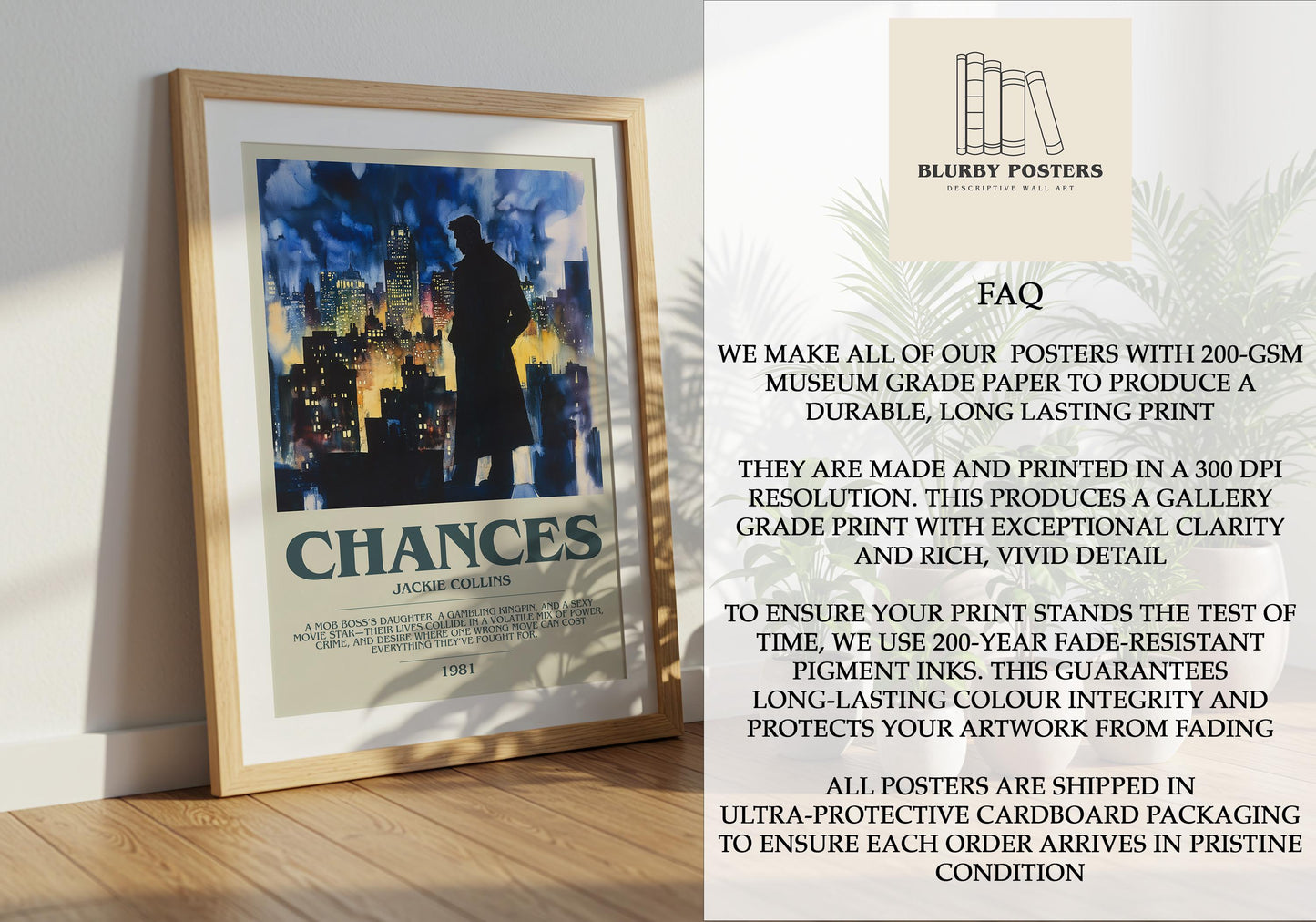 Chances by Jackie Collins | Descriptive Book Poster | Modern