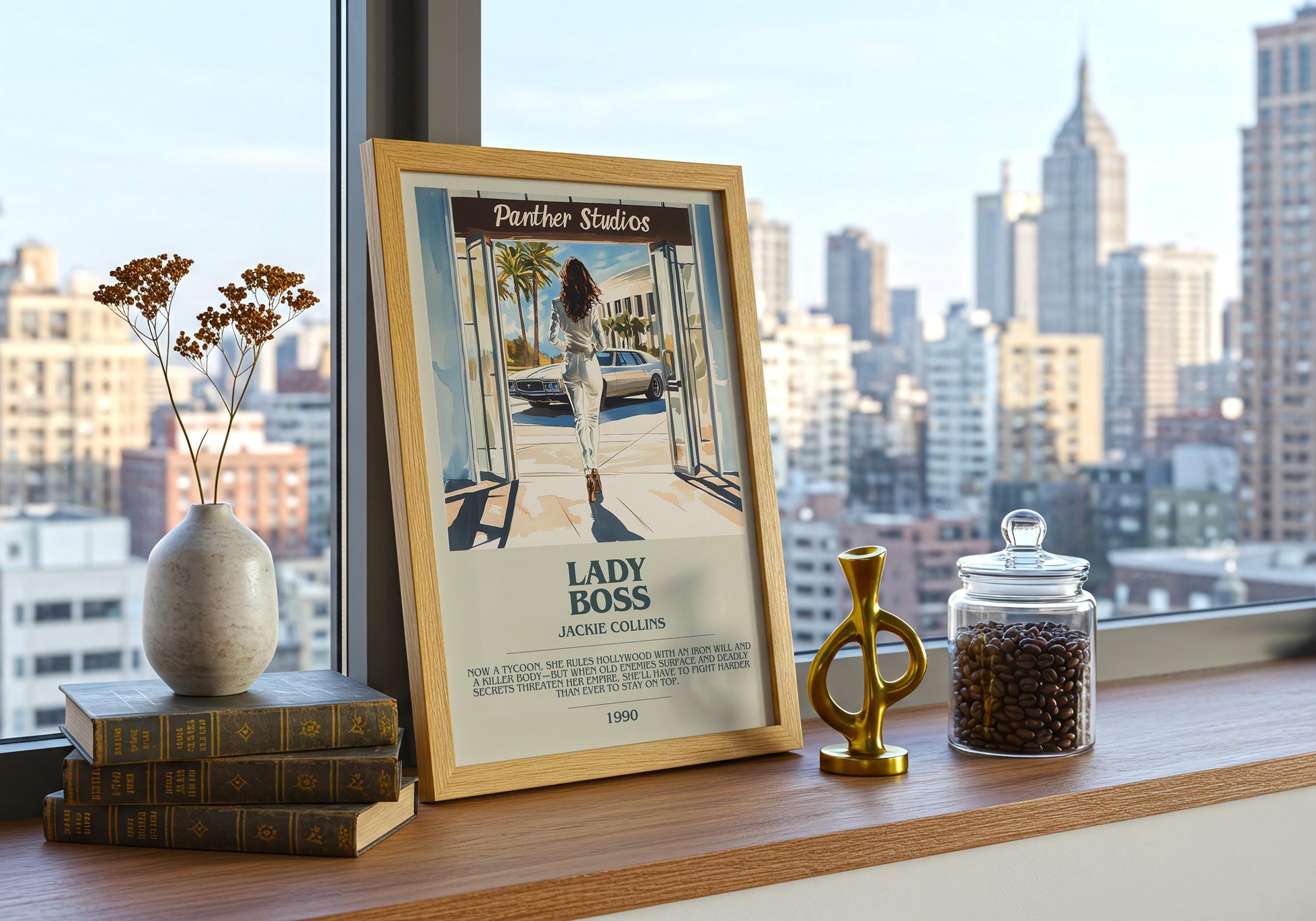 Lady Boss by Jackie Collins Descriptive Poster Print. Free Delivery Wall Art Author & Blurb Book Artwork Novel