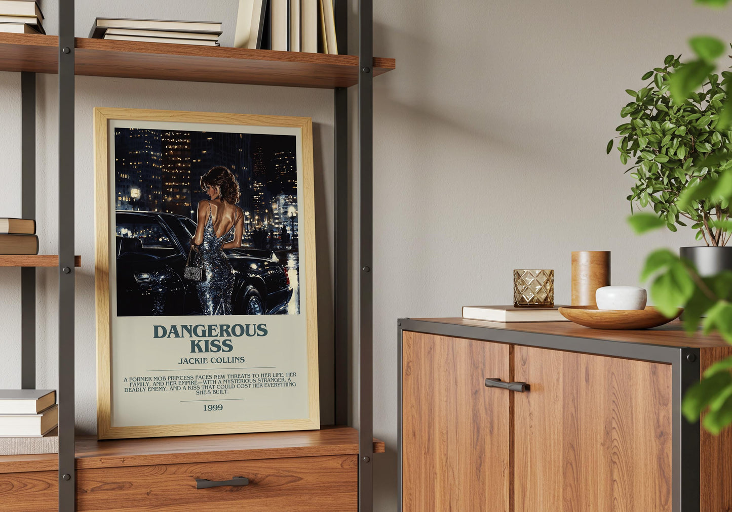 Dangerous Kiss by Jackie Collins | Descriptive Book Poster | Modern