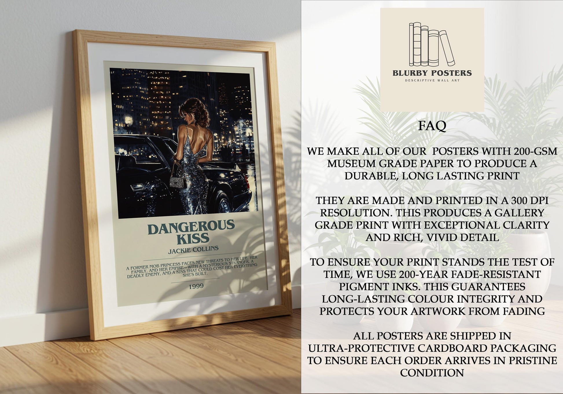 Dangerous Kiss by Jackie Collins | Descriptive Book Poster | Modern