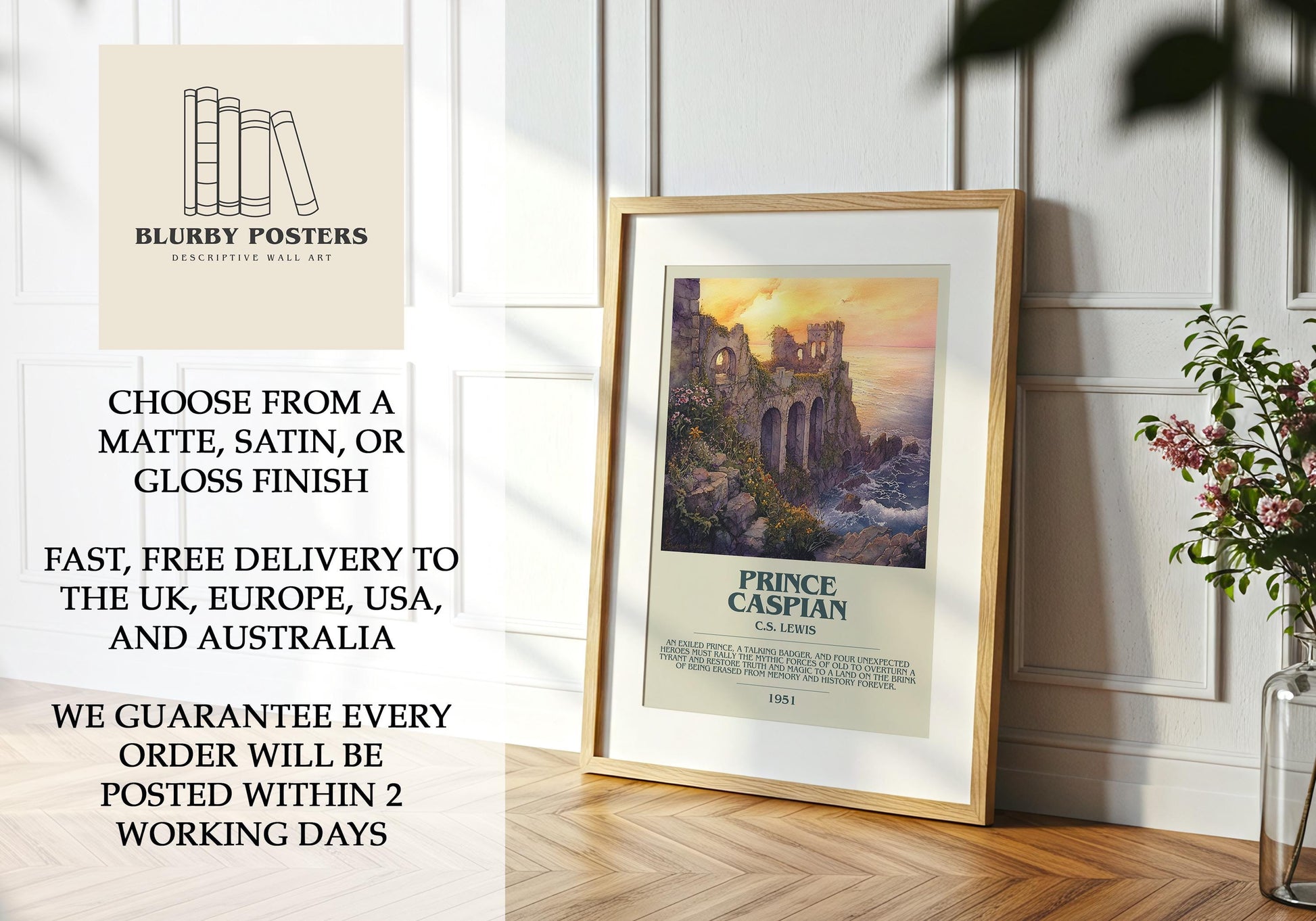 Prince Caspian by C.S. Lewis | Descriptive Book Poster | Modern