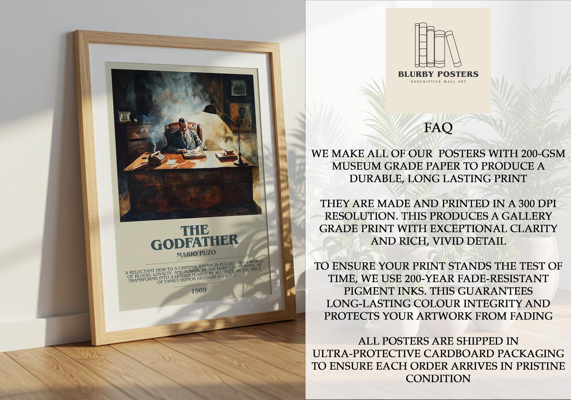 The Godfather by Mario Puzo | Descriptive Book Poster | Modern