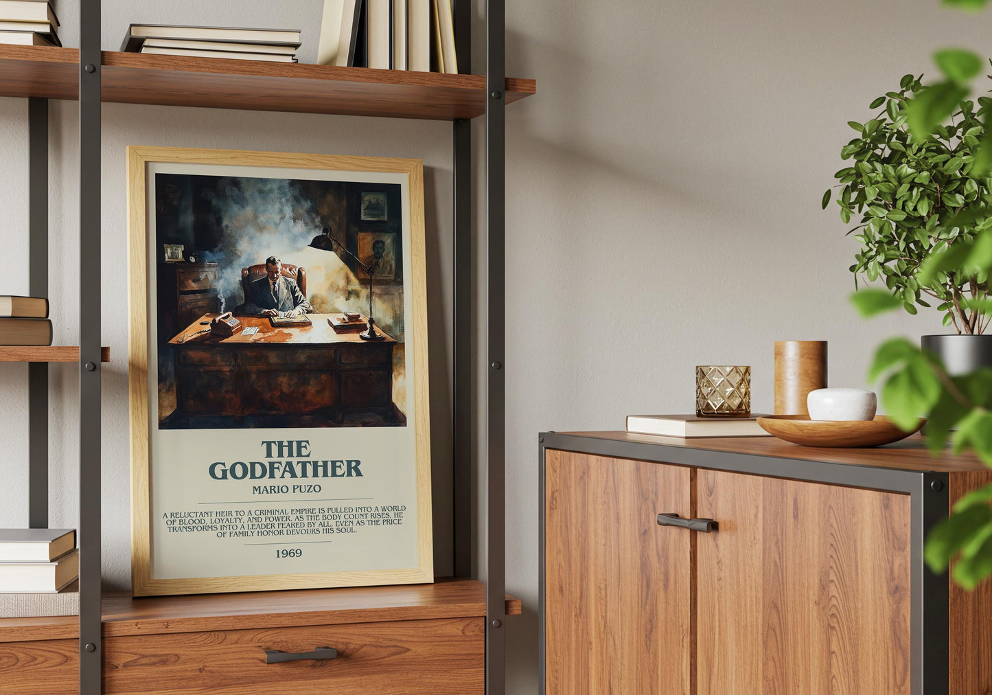 The Godfather by Mario Puzo | Descriptive Book Poster | Modern