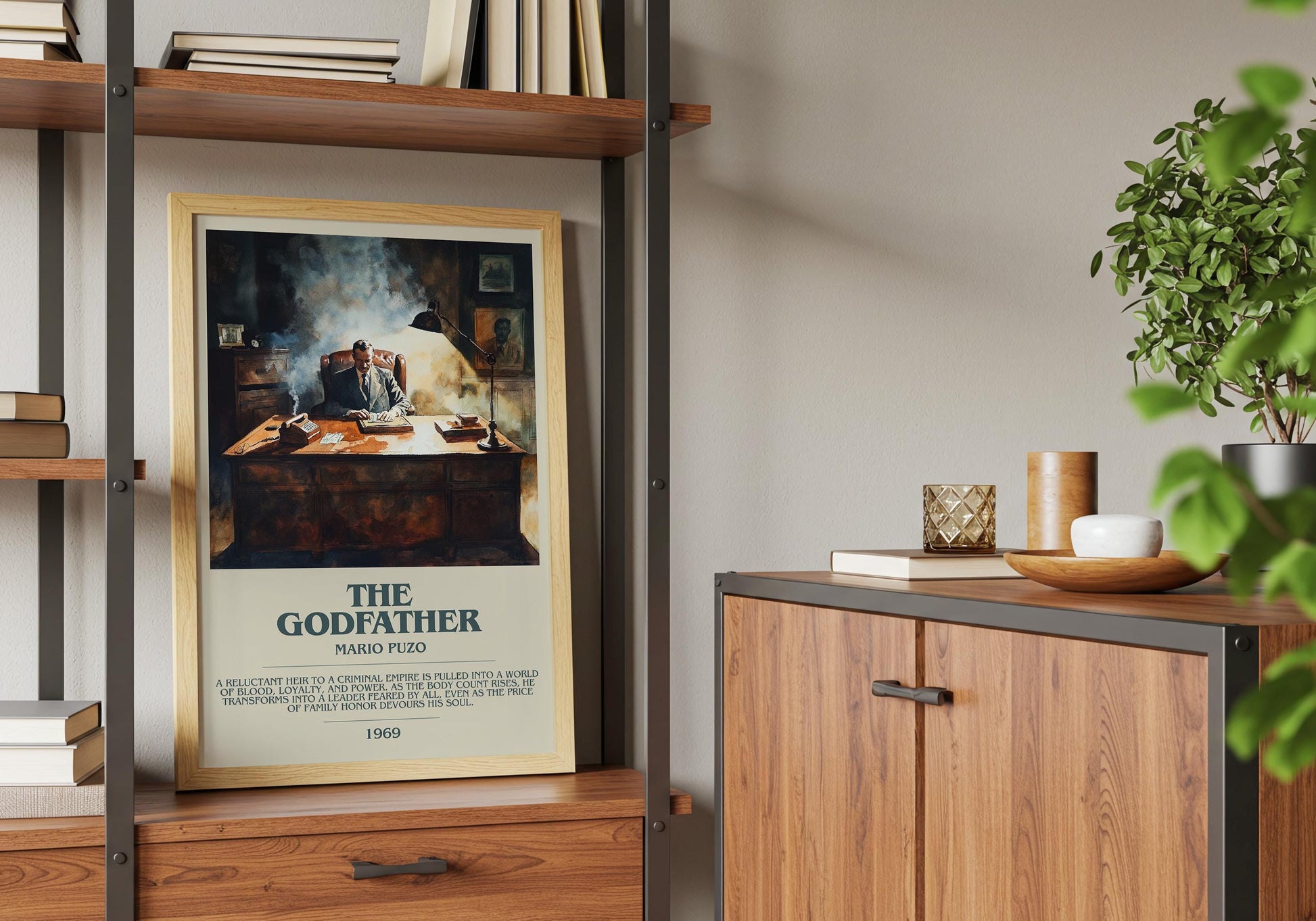 The Godfather by Mario Puzo | Descriptive Book Poster | Modern