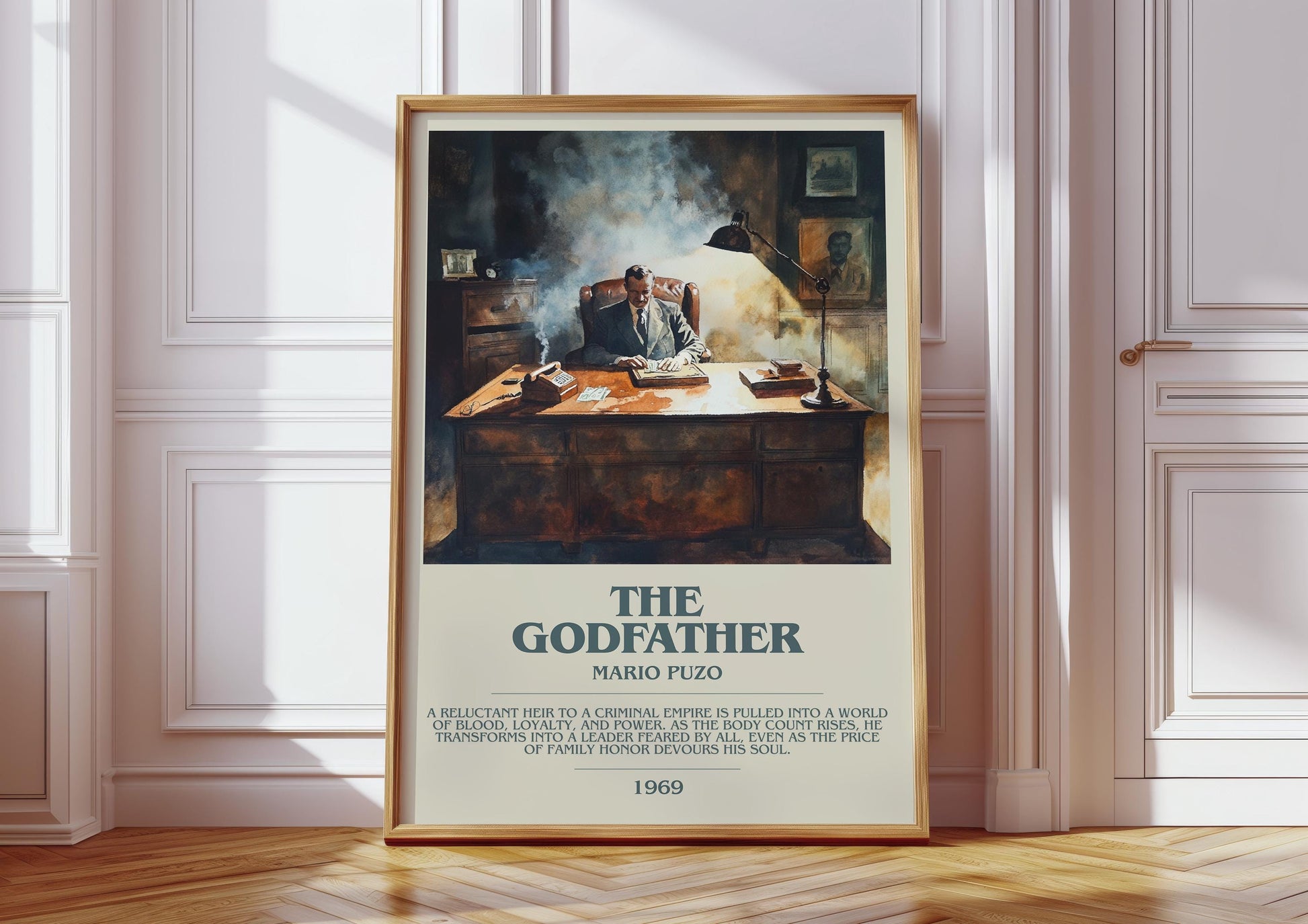 The Godfather by Mario Puzo | Descriptive Book Poster | Modern