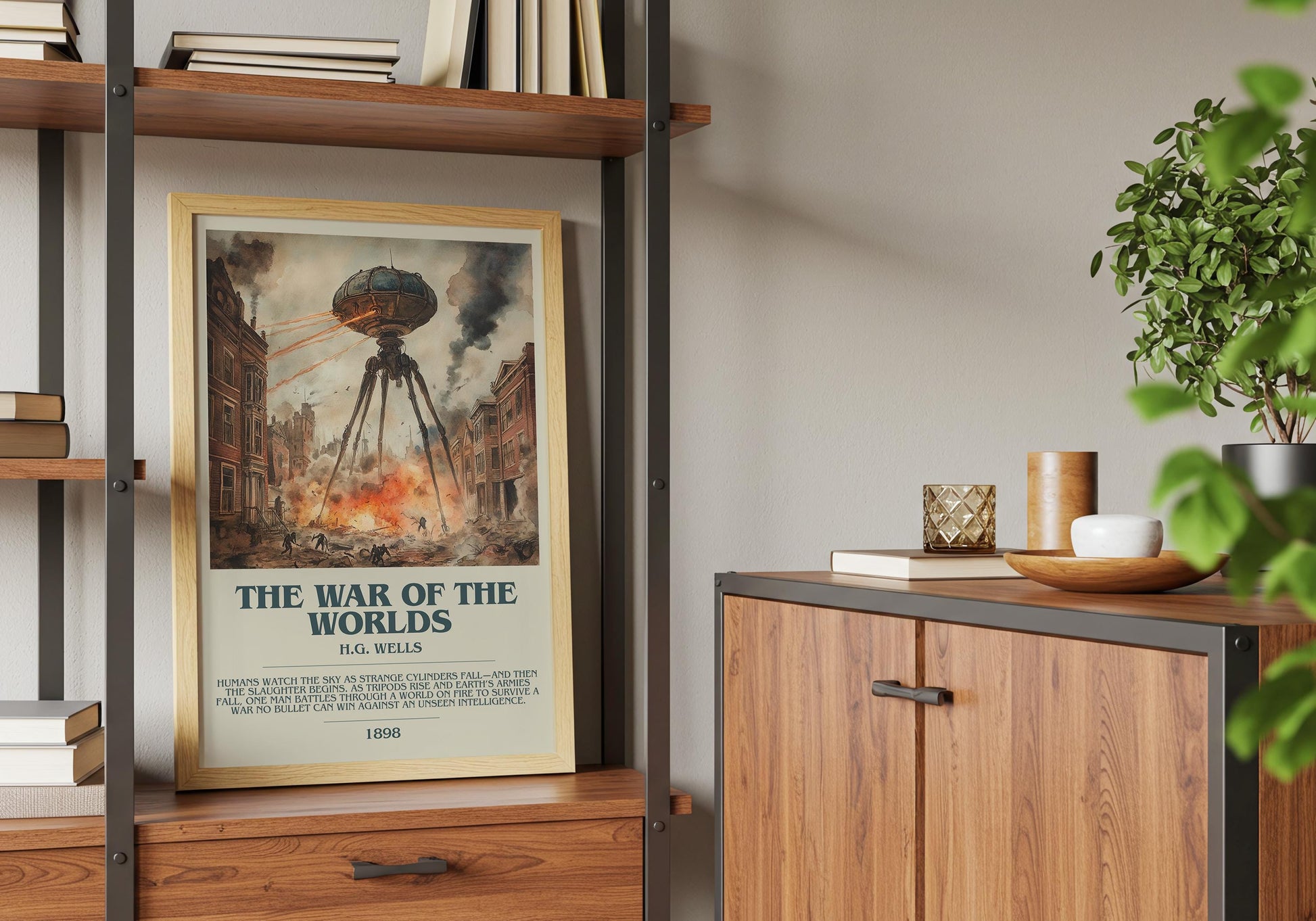 The War Of The Worlds by H.G. Wells | Descriptive Book Poster | Modern