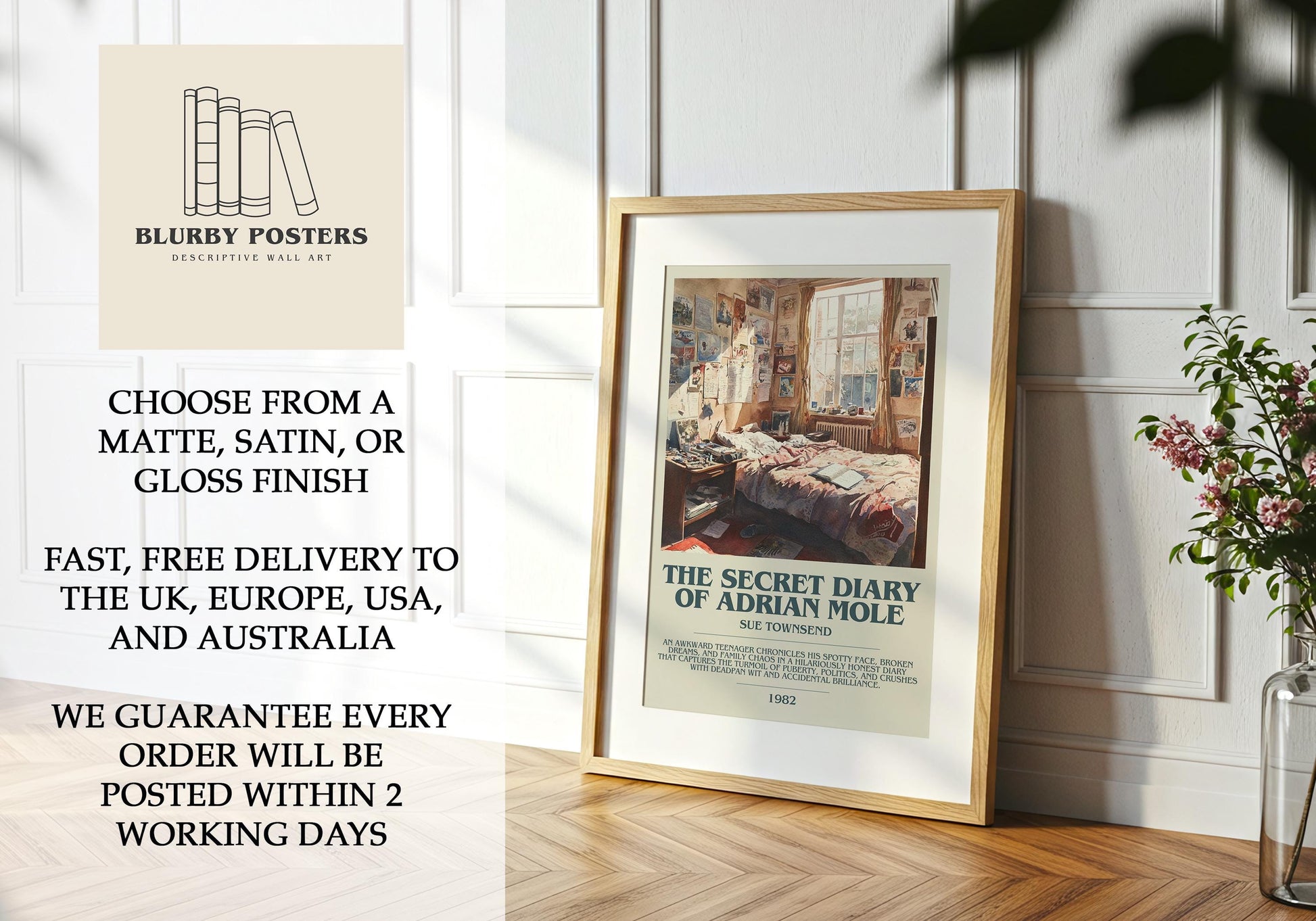 The Secret Diary Of Adrian Mole by Sue Townsend | Descriptive Book Poster | Modern