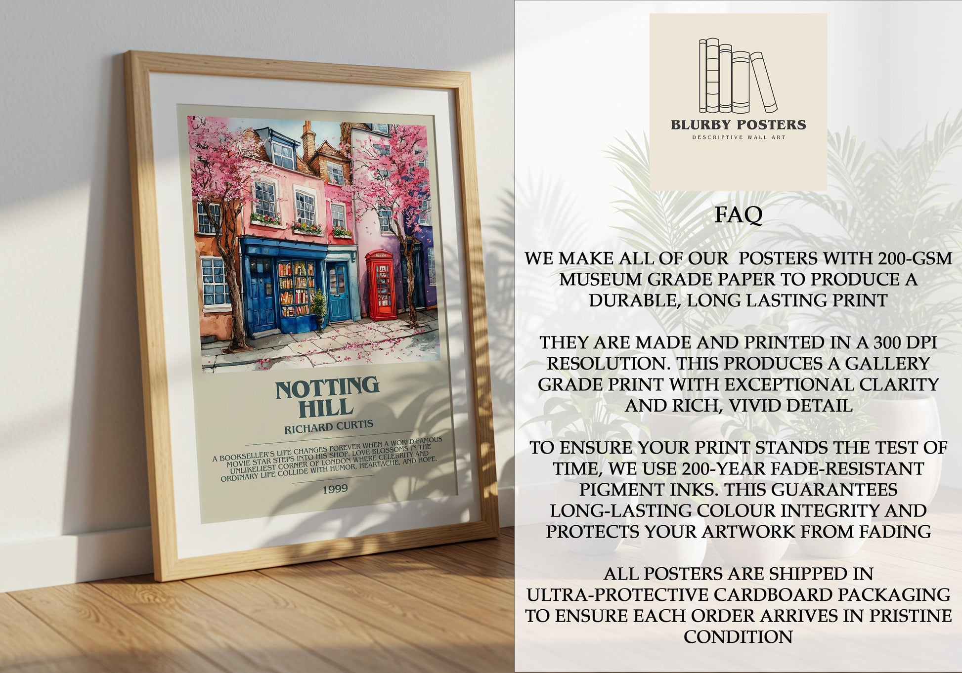 Notting Hill by Richard Curtis | Descriptive Book Poster | Modern