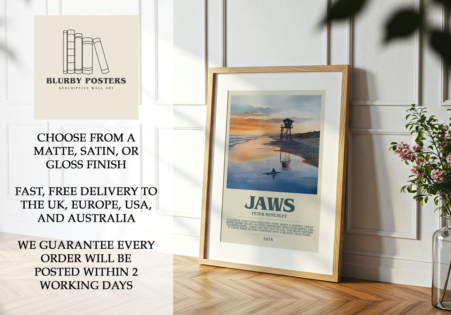 Jaws by Peter Benchley | Descriptive Book Poster | Modern
