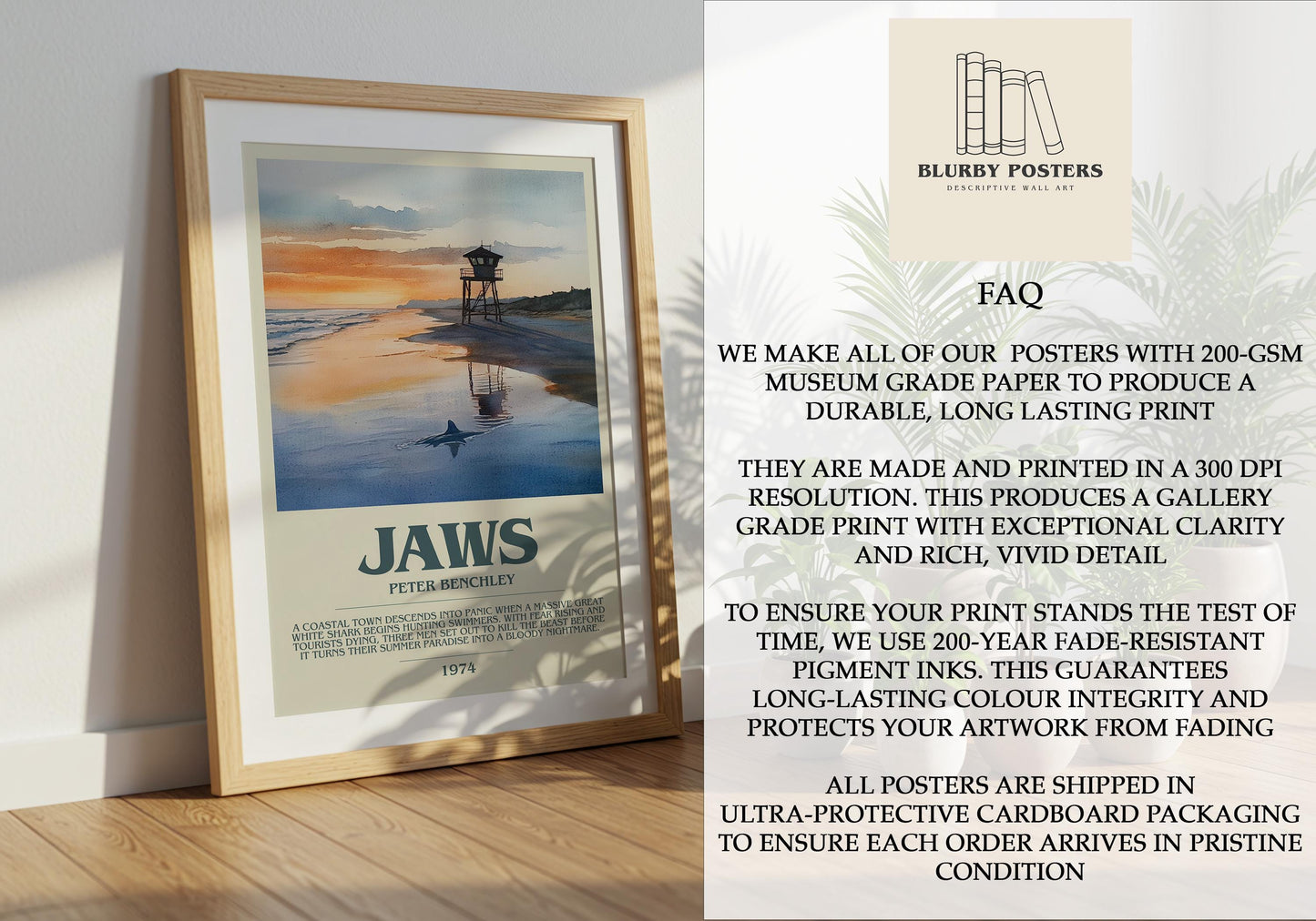 Jaws by Peter Benchley | Descriptive Book Poster | Modern