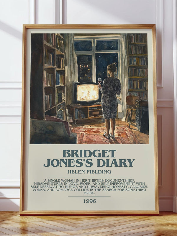 Bridget Jones's Diary bookish print in frame leaning in hallway – romance wall art