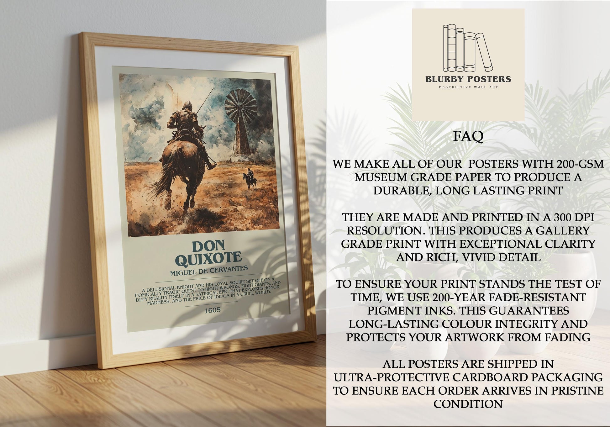Don Quixote Miguel De Cervantes | Descriptive Book Poster | Modern