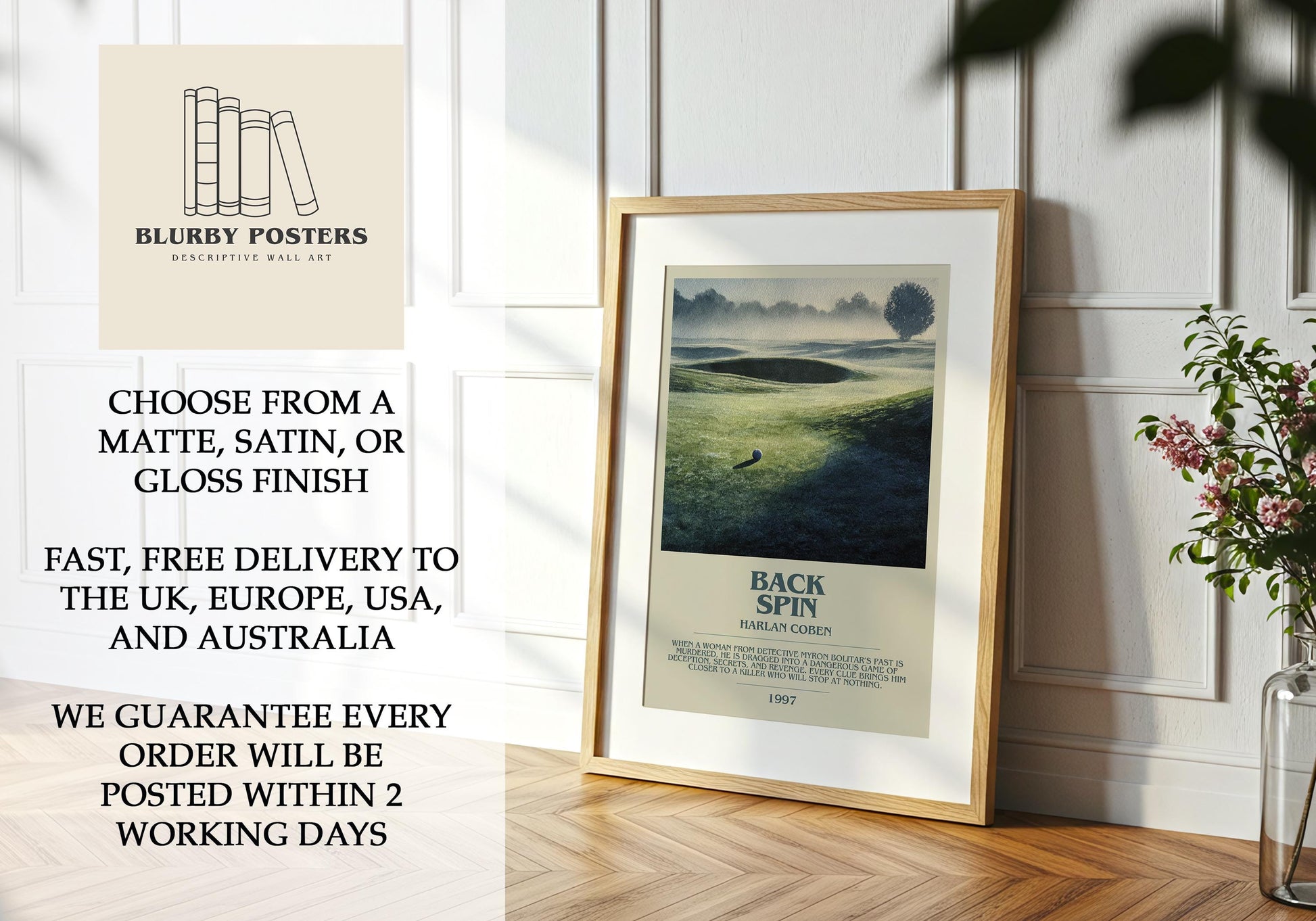 Back Spin by Harlan Coben | Descriptive Book Poster | Modern