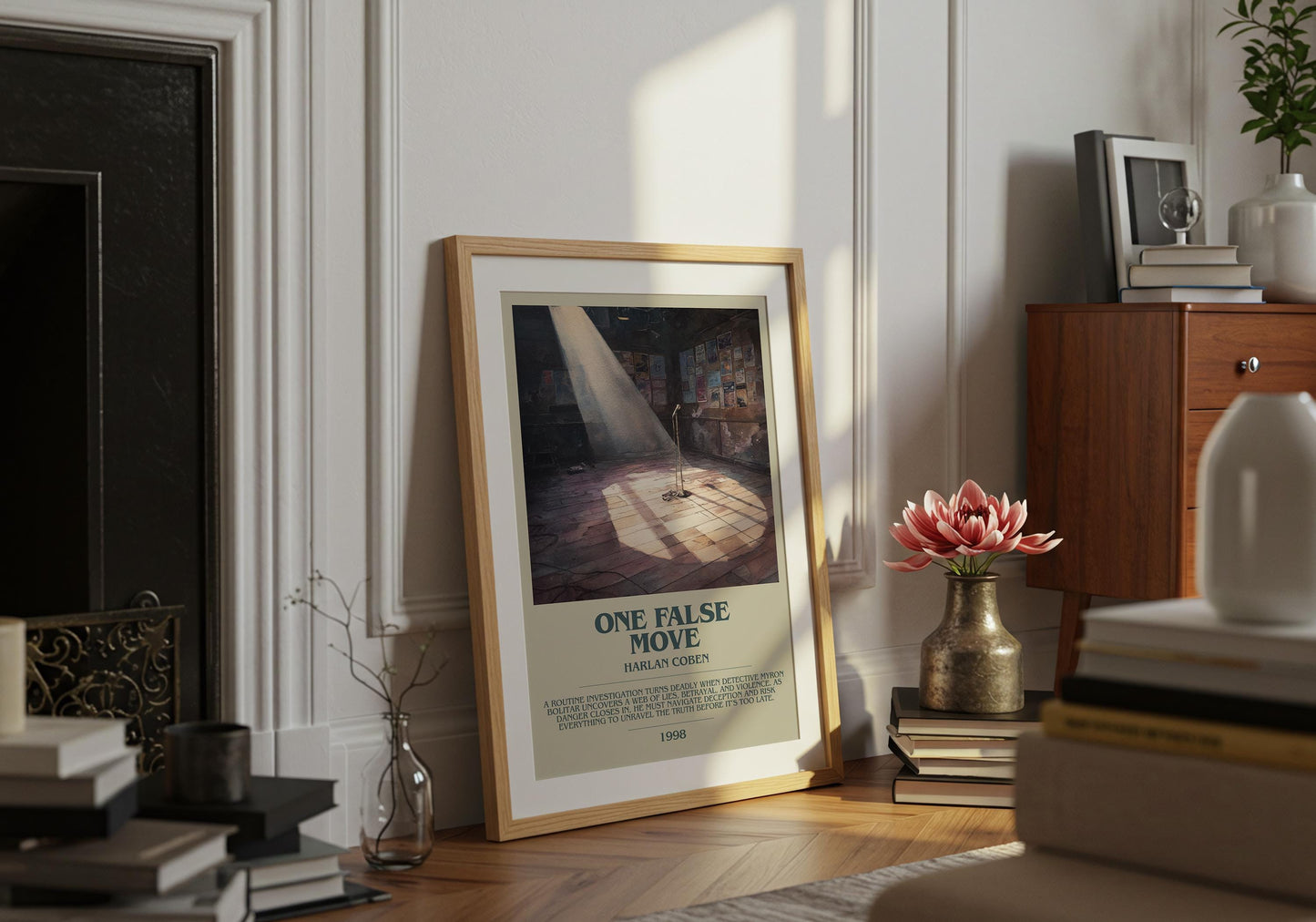 One False Move by Harlan Coben | Descriptive Book Poster | Modern