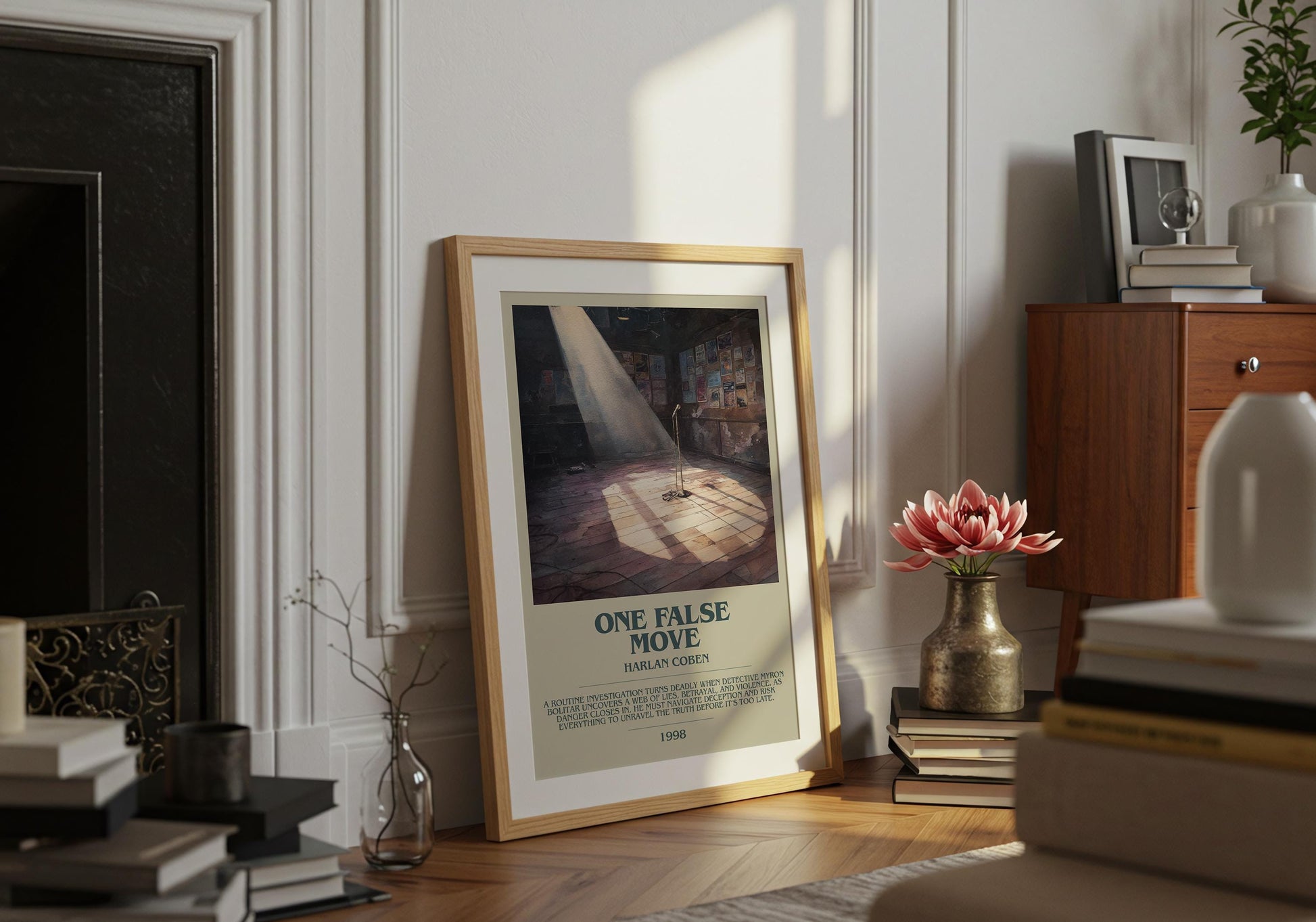 One False Move by Harlan Coben | Descriptive Book Poster | Modern