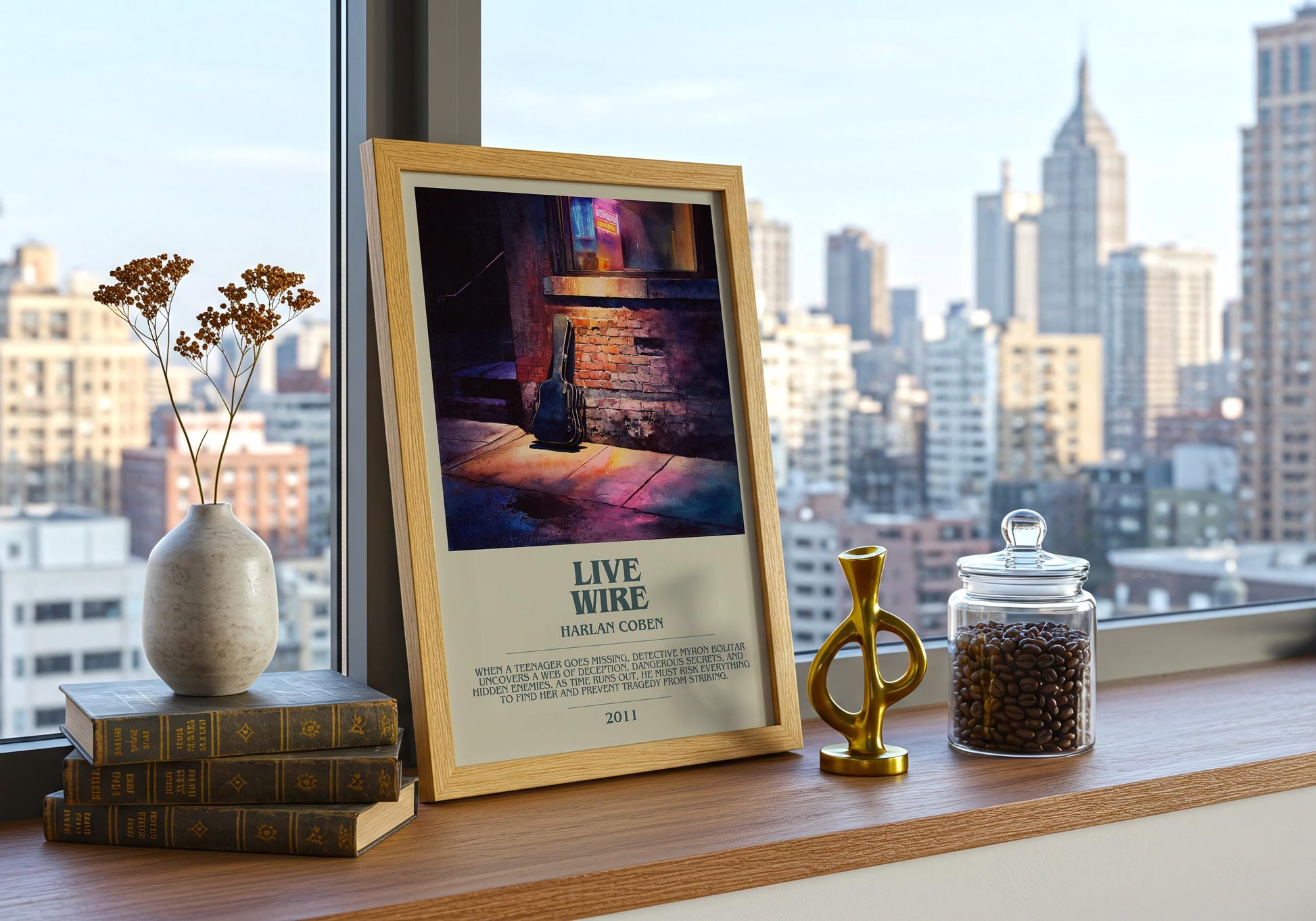 Live Wire by Harlan Coben | Descriptive Book Poster | Modern
