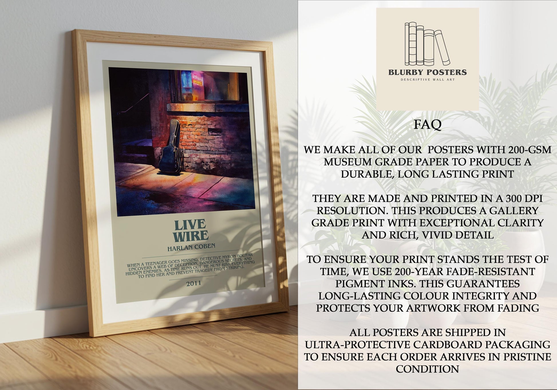 Live Wire by Harlan Coben | Descriptive Book Poster | Modern