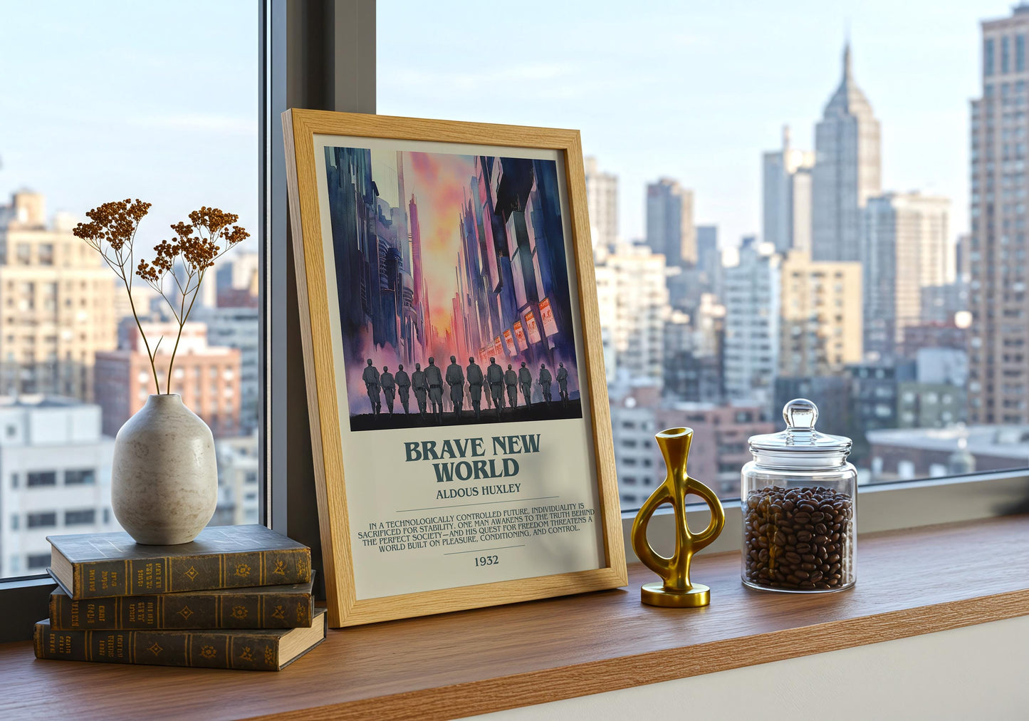 Brave New World by Aldous Huxley | Descriptive Book Poster | Modern