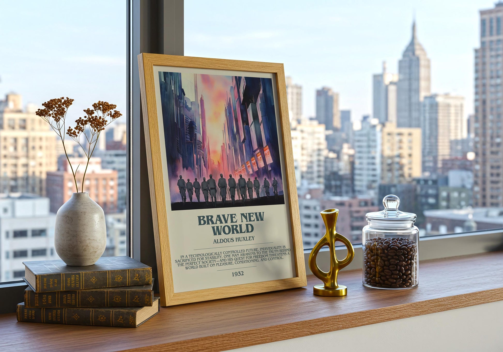 Brave New World by Aldous Huxley | Descriptive Book Poster | Modern