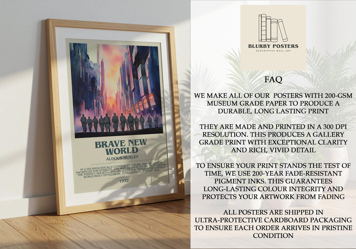 Brave New World by Aldous Huxley | Descriptive Book Poster | Modern