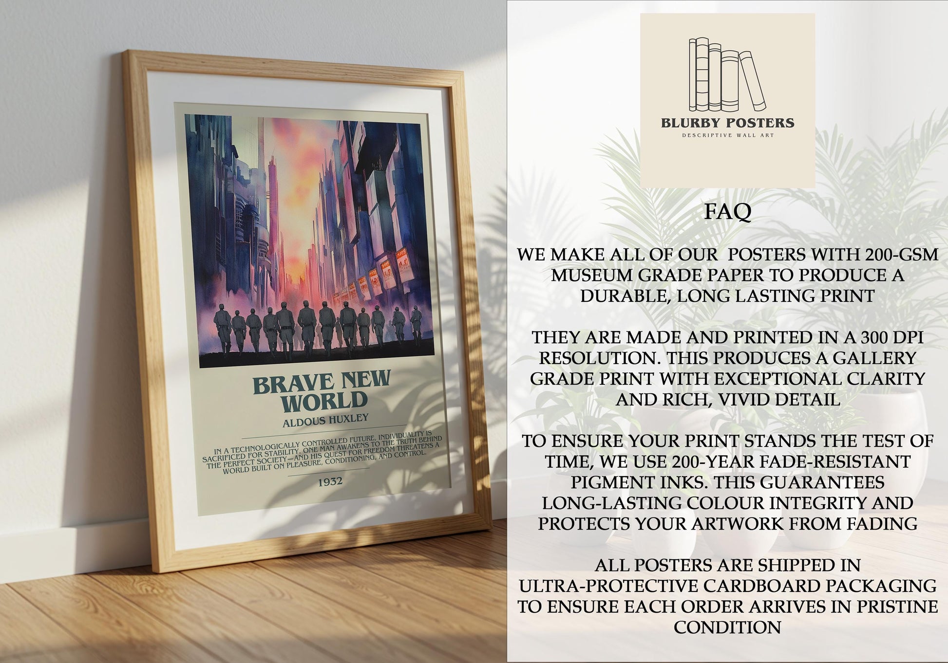 Brave New World by Aldous Huxley | Descriptive Book Poster | Modern