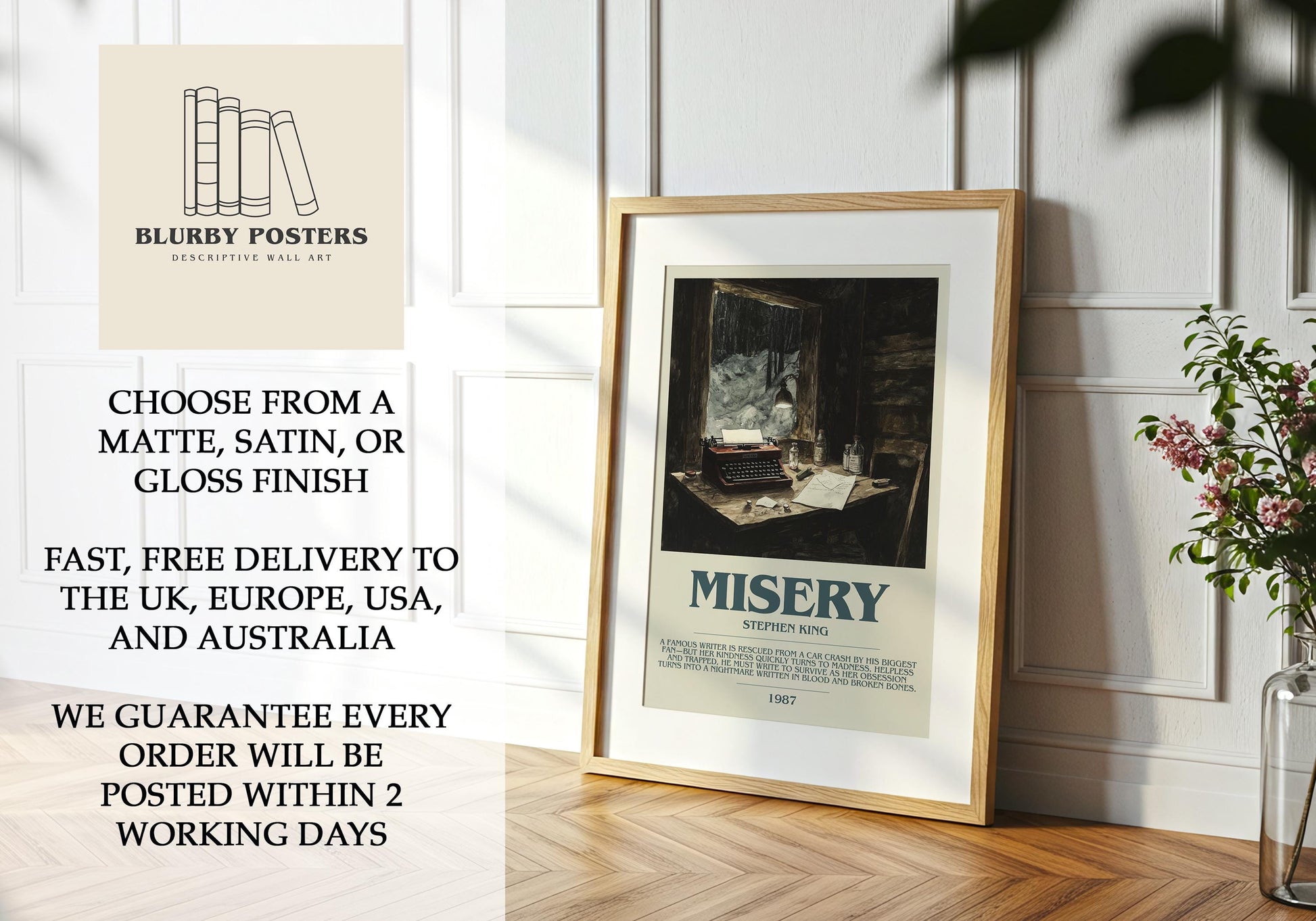 Misery by Stephen King | Descriptive Book Poster | Modern