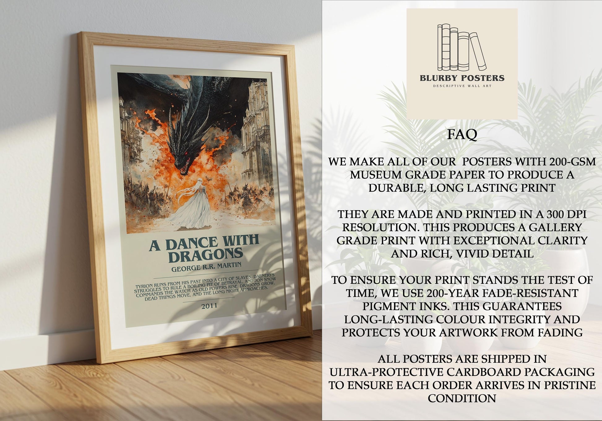 A Dance With Dragons by George R.R. Martin | Descriptive Book Poster | Modern