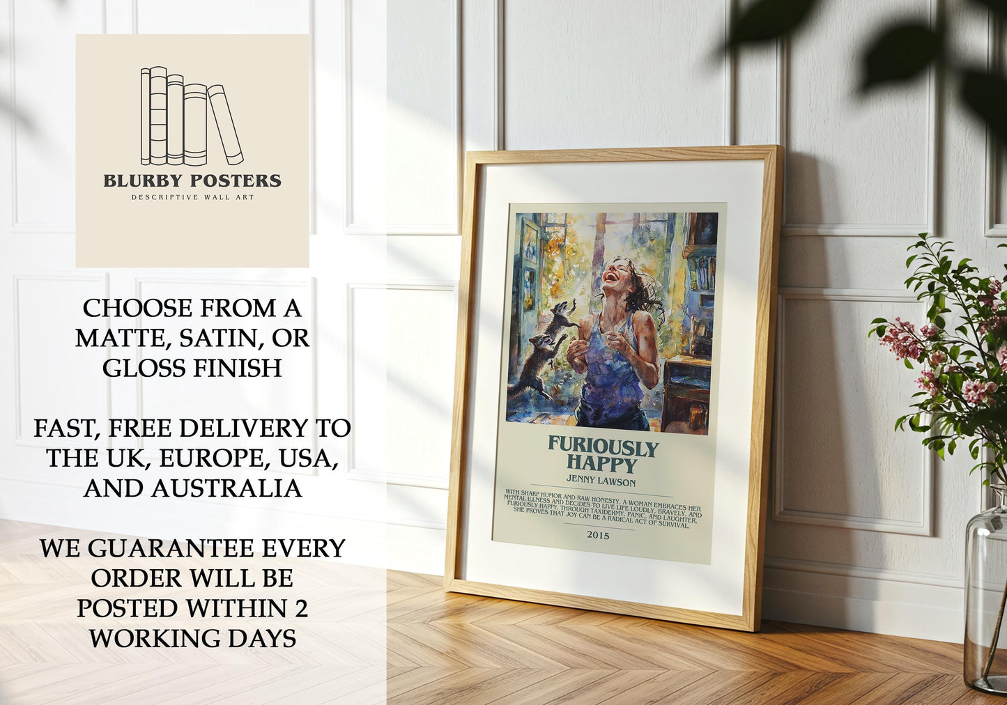 Furiously Happy by Jenny Lawson | Descriptive Book Poster | Modern