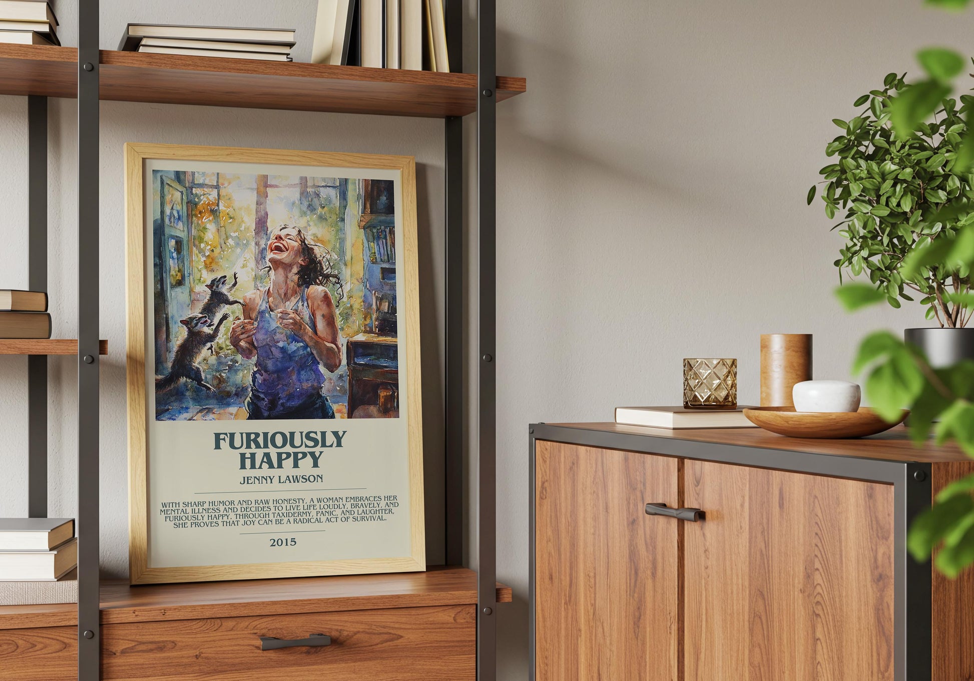 Furiously Happy by Jenny Lawson | Descriptive Book Poster | Modern