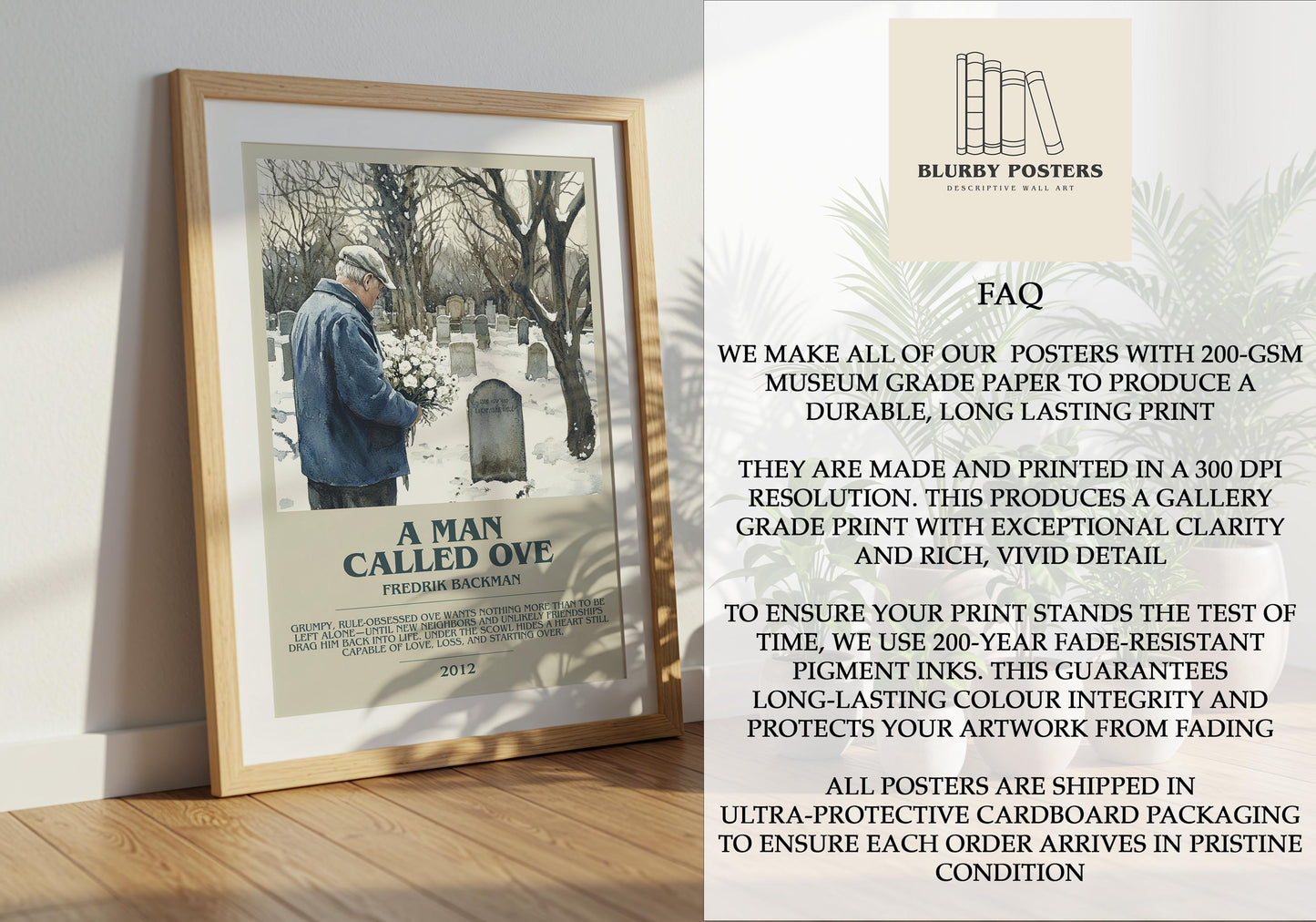 A Man Called Ove by Fredrick Backman | Descriptive Book Poster | Modern